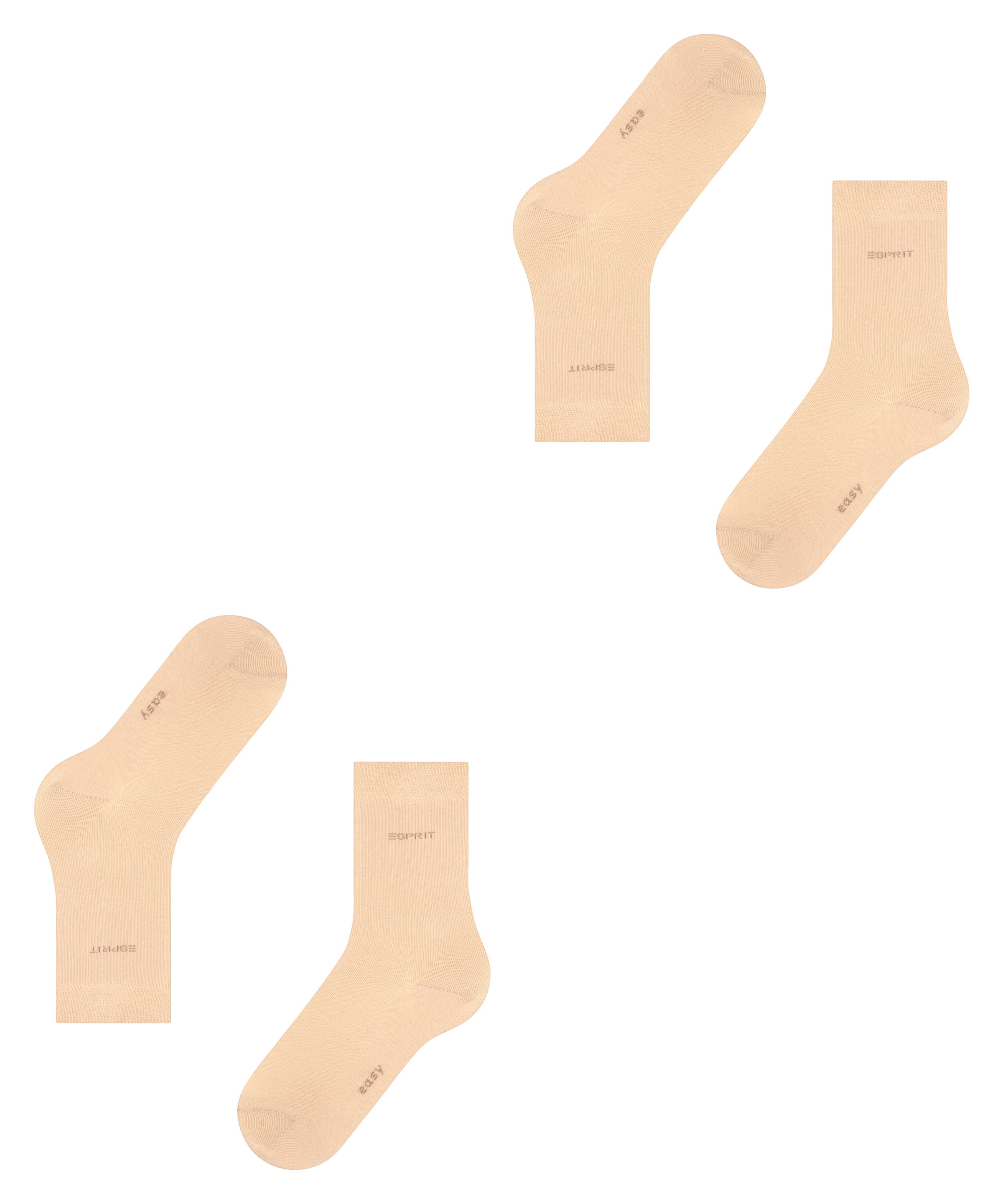 Esprit Socken »Basic Easy« 2 Paar, 2 Paar tlg. ohne einschneidendes Bündchen, Basic-Socke, Uni-Strümpfe atmungsaktiv