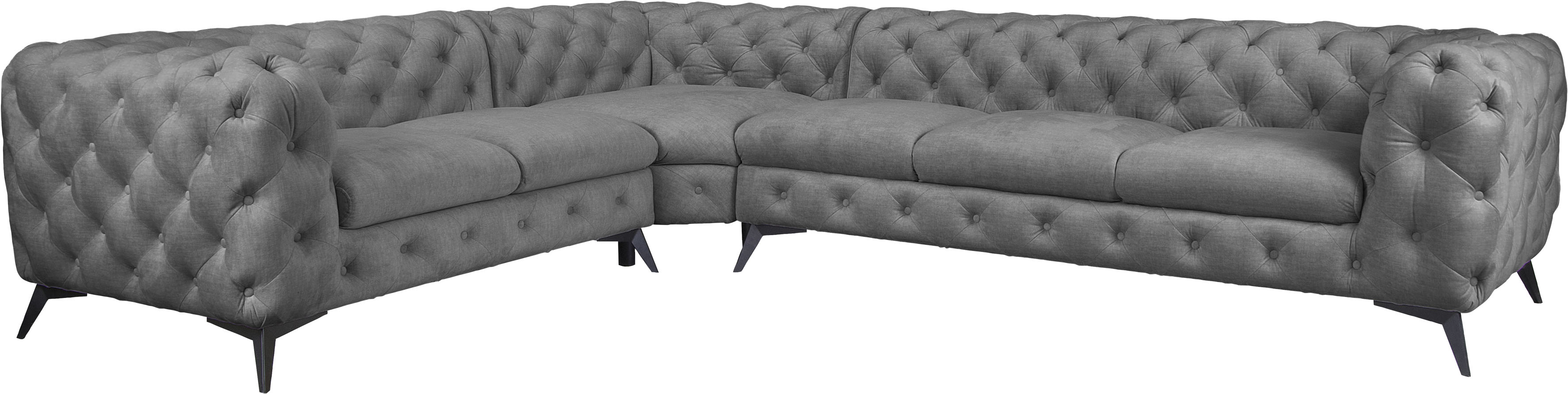 Thumbnail - Leonique Chesterfield-Sofa "Ecksofa GLYNIS L-Form mit Wellenunterfederung, Maße B/T/H 323/264/75cm", aufwändige Knopfhef...