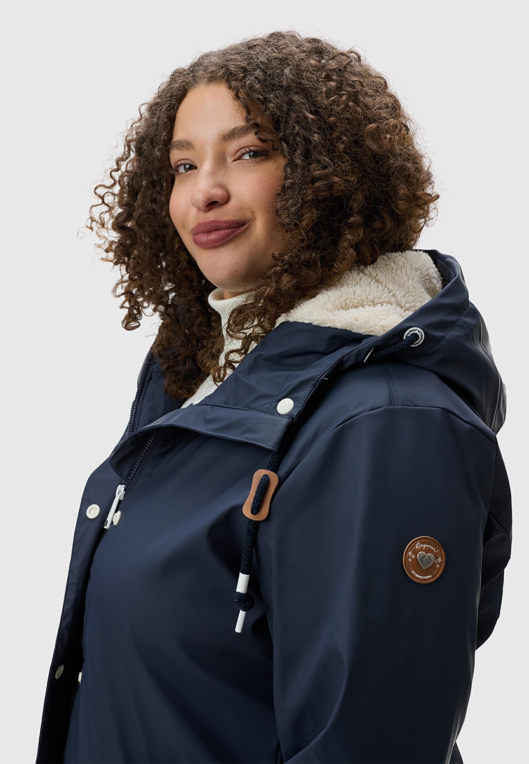Ragwear Regenjacke »Marge«, mit Kapuze, warm gefütterter Damen Winter Regenmantel