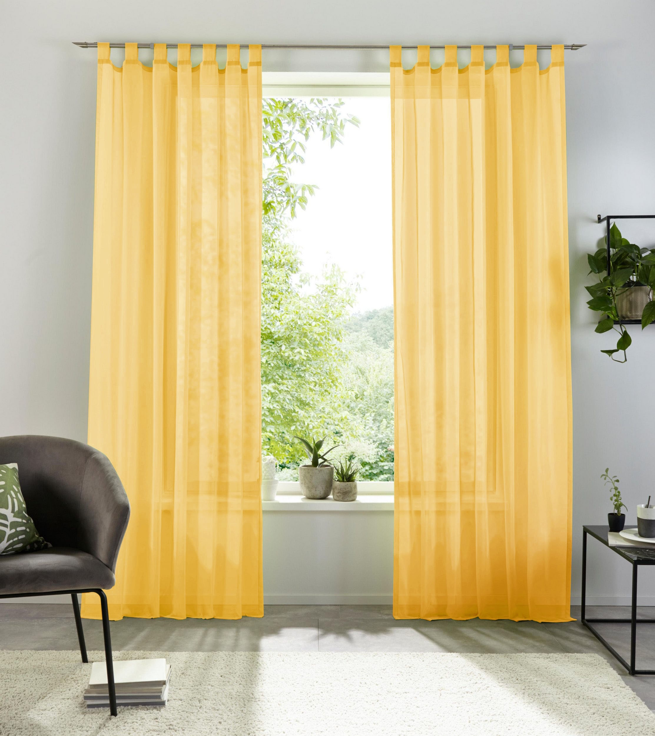 OTTO home Gardine "XANA" Schlaufen 1 Stk. tlg. Bestseller, einfarbig, 1 Schal, pflegeleicht, preiswert