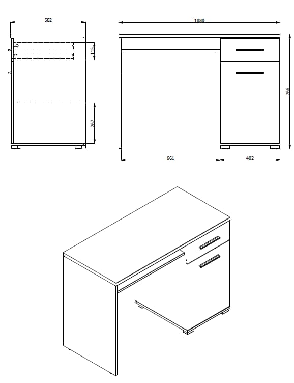 INOSIGN Schreibtisch »Tales«, platzsparend mit Stauraum, ideal für das Home Office