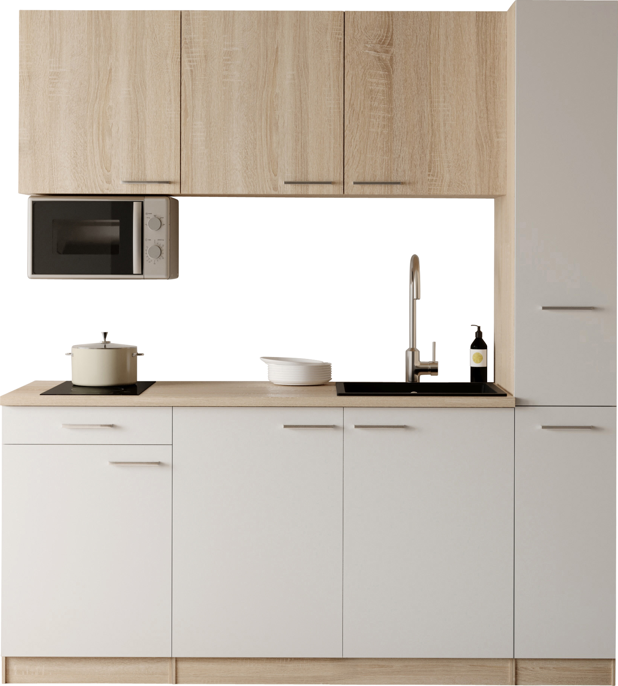 RESPEKTA Küchenzeile "Ingrid, inkl. Mikrowelle" zerlegt, wahlweise mit Kühlschrank, Soft-Close-Funktion, Breite 180 cm
