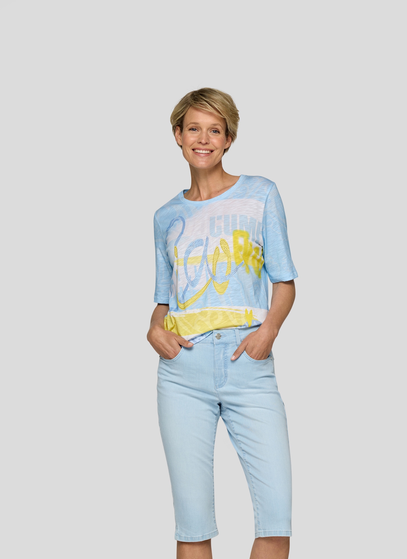 Rabe Print-Shirt "Rabe Rundhalsshirt mit Schriftzug und sommerlichem Print" günstig online kaufen