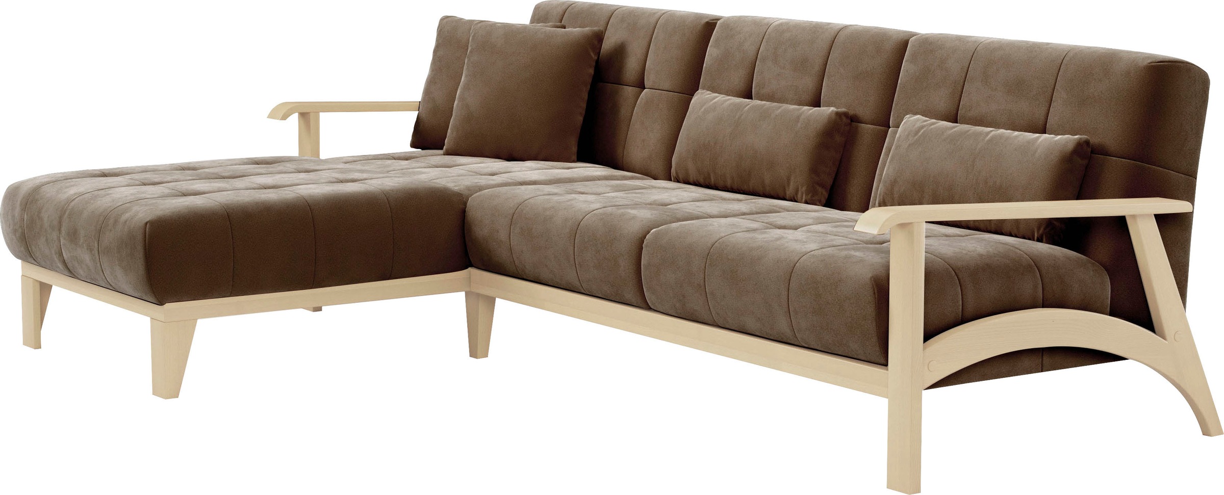 sit&more Ecksofa »Billund L-Form«, Armlehnen aus Buchenholz in natur, verschiedene Bezüge und Farben
