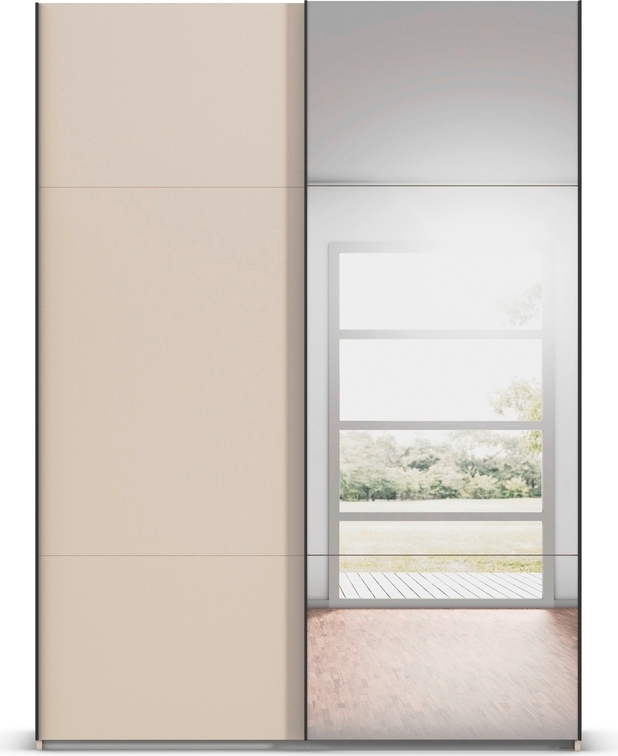 rauch Schwebetürenschrank »Kleiderschrank Schrank Garderobe Schlafzimmerschrank CONTIDO« in 3 verschiedenen Ausstattungen BASIC/CLASSIC/PREMIUM,  aus hochwertigem Material in 6 Breiten 2 Griff-Farben MADE IN GERMANY