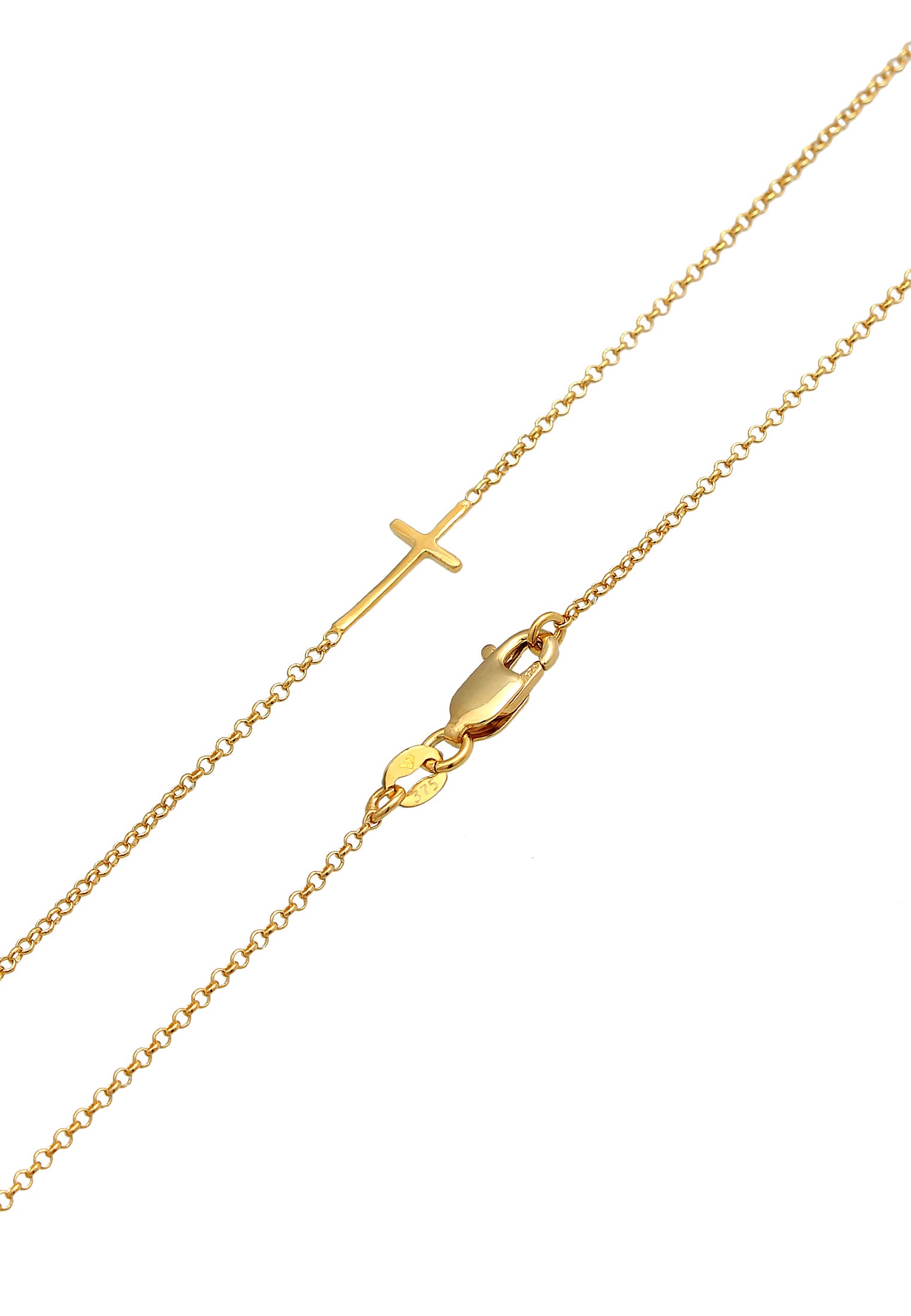 Elli Premium Kette mit Anhänger »Halskette Kreuz Religion Glaube Symbol 375 Gelbgold«