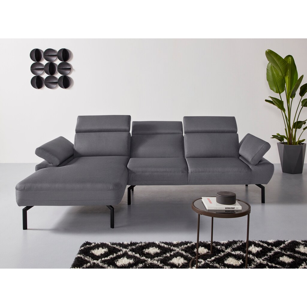 Places of Style Ecksofa »Trapino Luxus«, wahlweise mit Rückenverstellung, Luxus-Microfaser in Lederoptik
