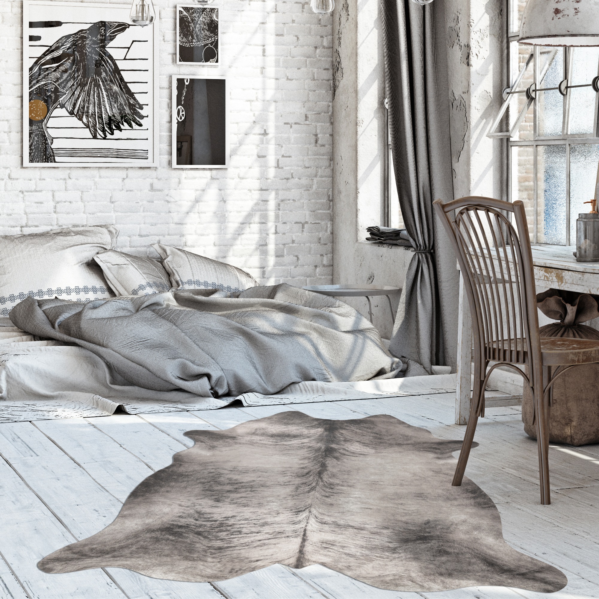 Andiamo Fellteppich "Amarillo" fellförmig 4 mm Höhe Kunstfell, gedruckte Ku günstig online kaufen