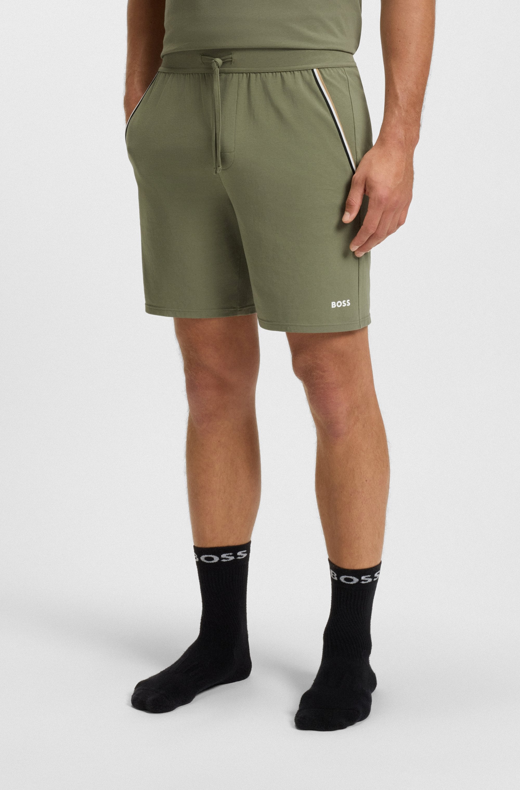 BOSS Pyjamashorts "Unique", aus elastischer Baumwolle mit Tape-Details günstig online kaufen