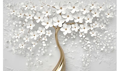 Papermoon Fototapete »Blumen weiß gold«, Vliestapete, hochwertiger Digitaldruck,... kaufen
