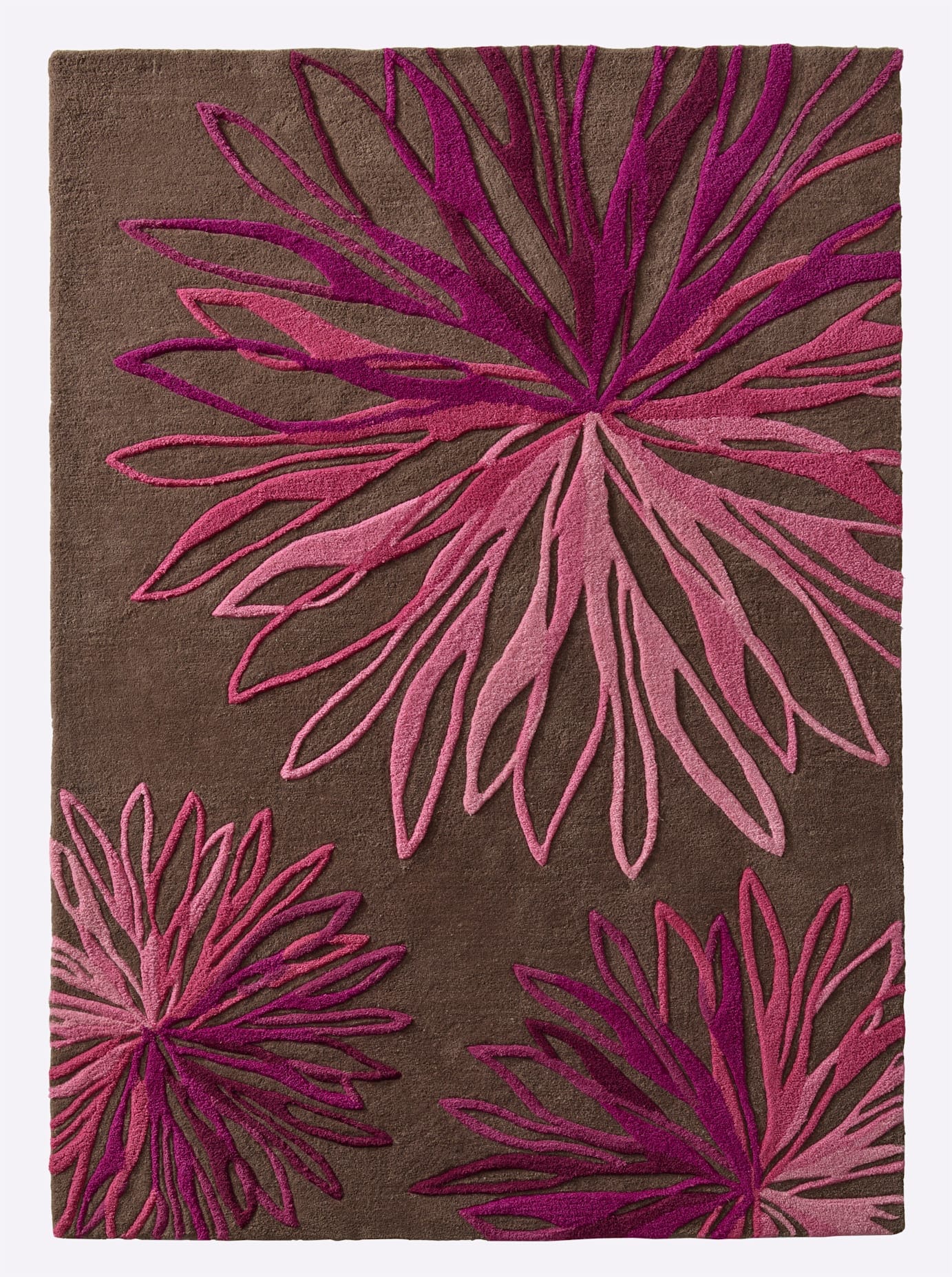 Teppich HEINE HOME Gr. 8, pink (taupe, beere, gemustert), B:200cm H:17mm L:200cm Ø:200cm, Wolle, Teppiche, Teppich 2