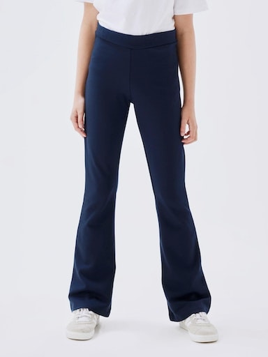 NAME IT Mädchen Jerseyhose "NKFFRIKKALI für Mädchen mit ausgestelltem Bein und Viskose", blau, Gr. 122, unifarben, Web, Obermaterial: 67% Viskose,