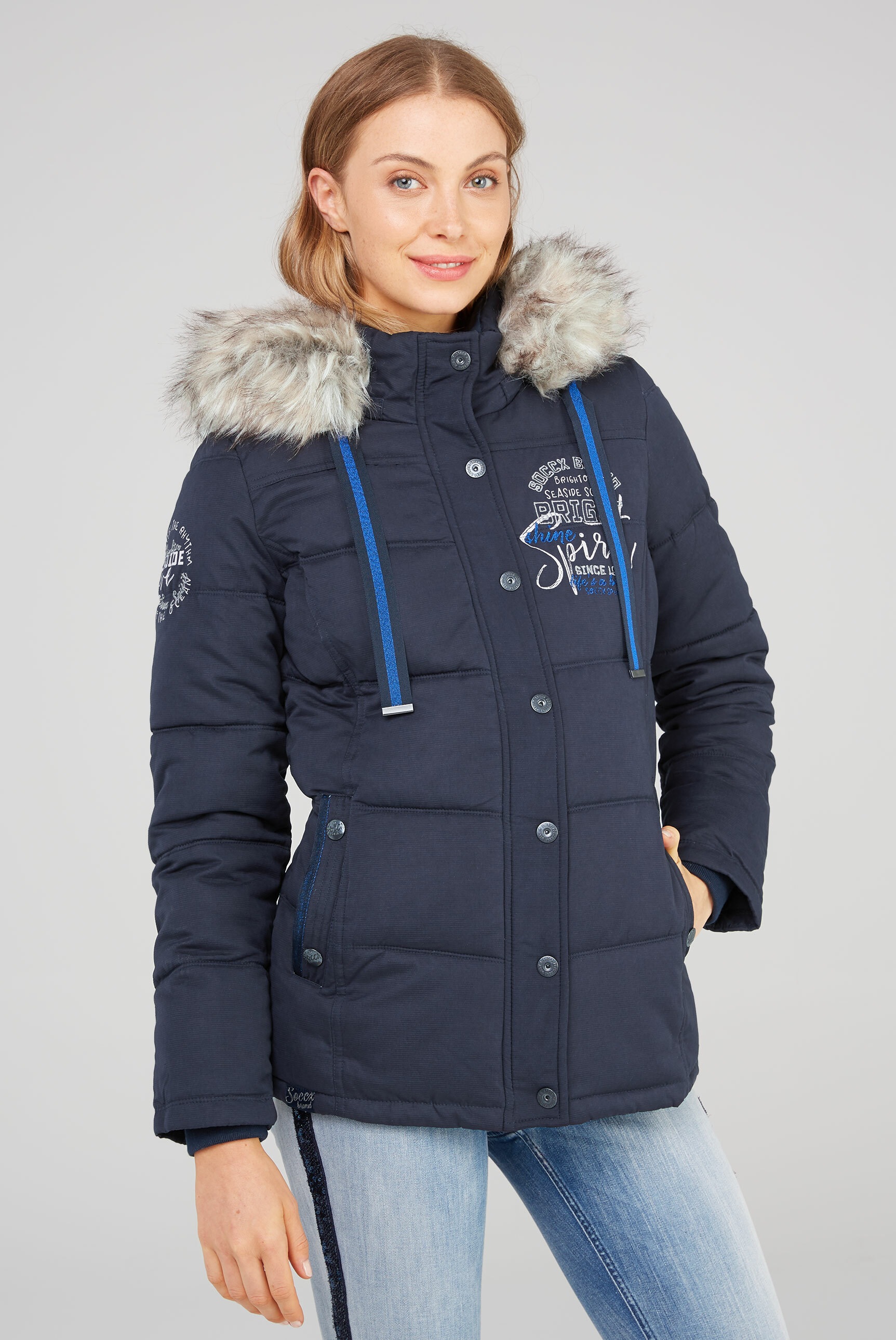 SOCCX Winterjacke su Kapuze su Plüschfutter