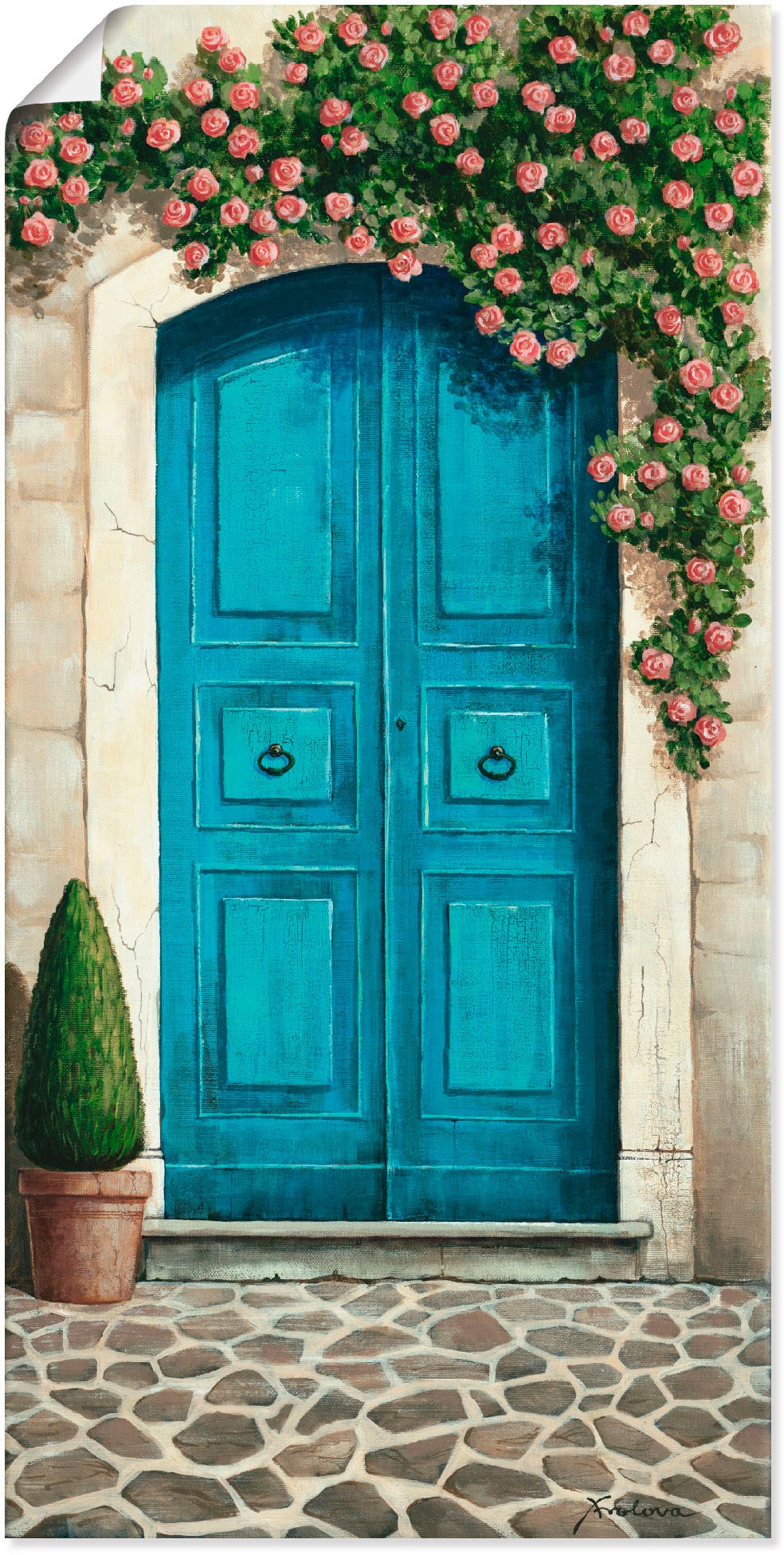 Artland Paveikslas »Blaue durys su Kletterrose...