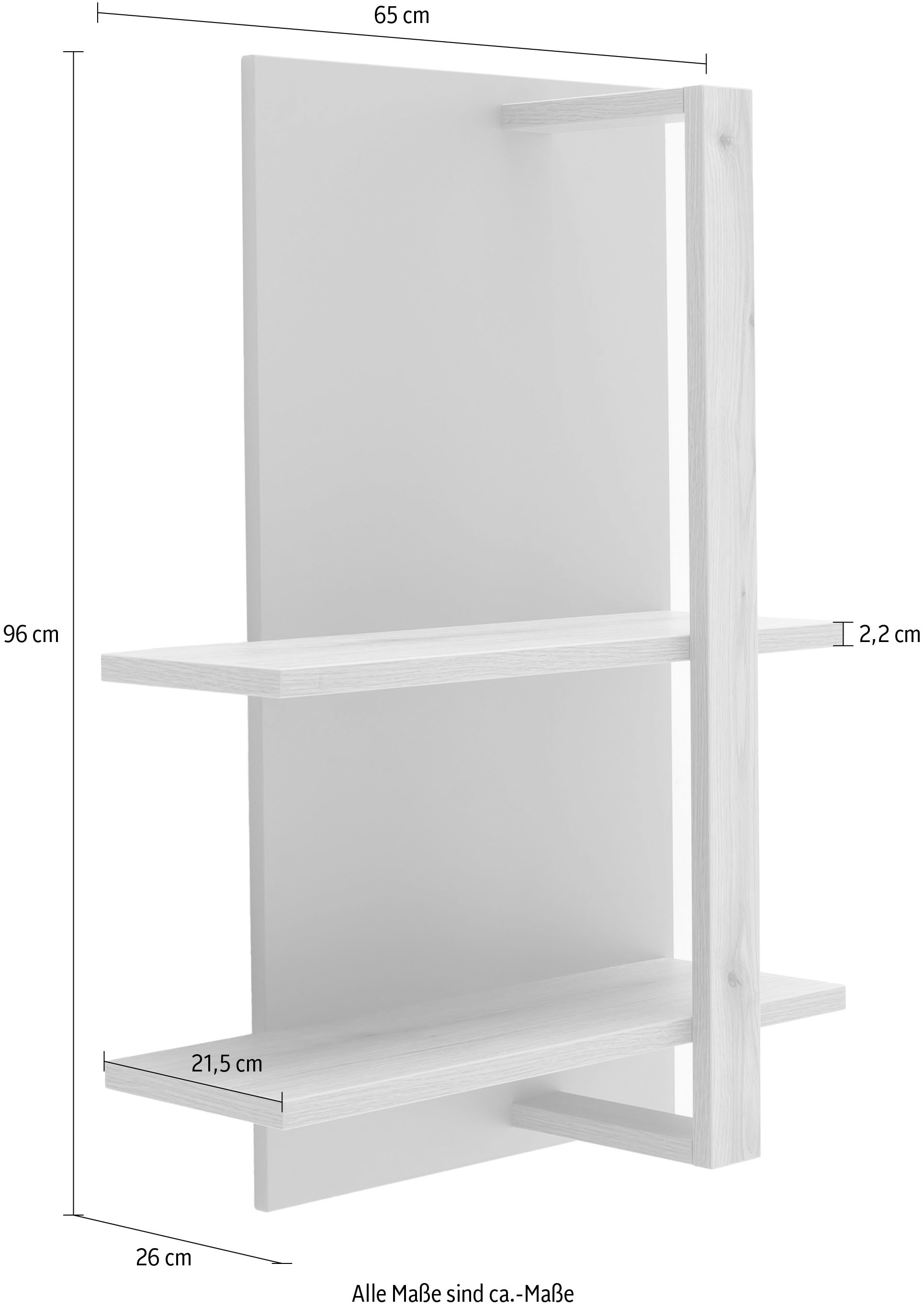 MCA furniture Wandregal »Moniz Wandregal«, (1), Regal,Wandregal,2 Böden, Eiche, Salbeigrün, Höhe 96 cm, Made in Europe