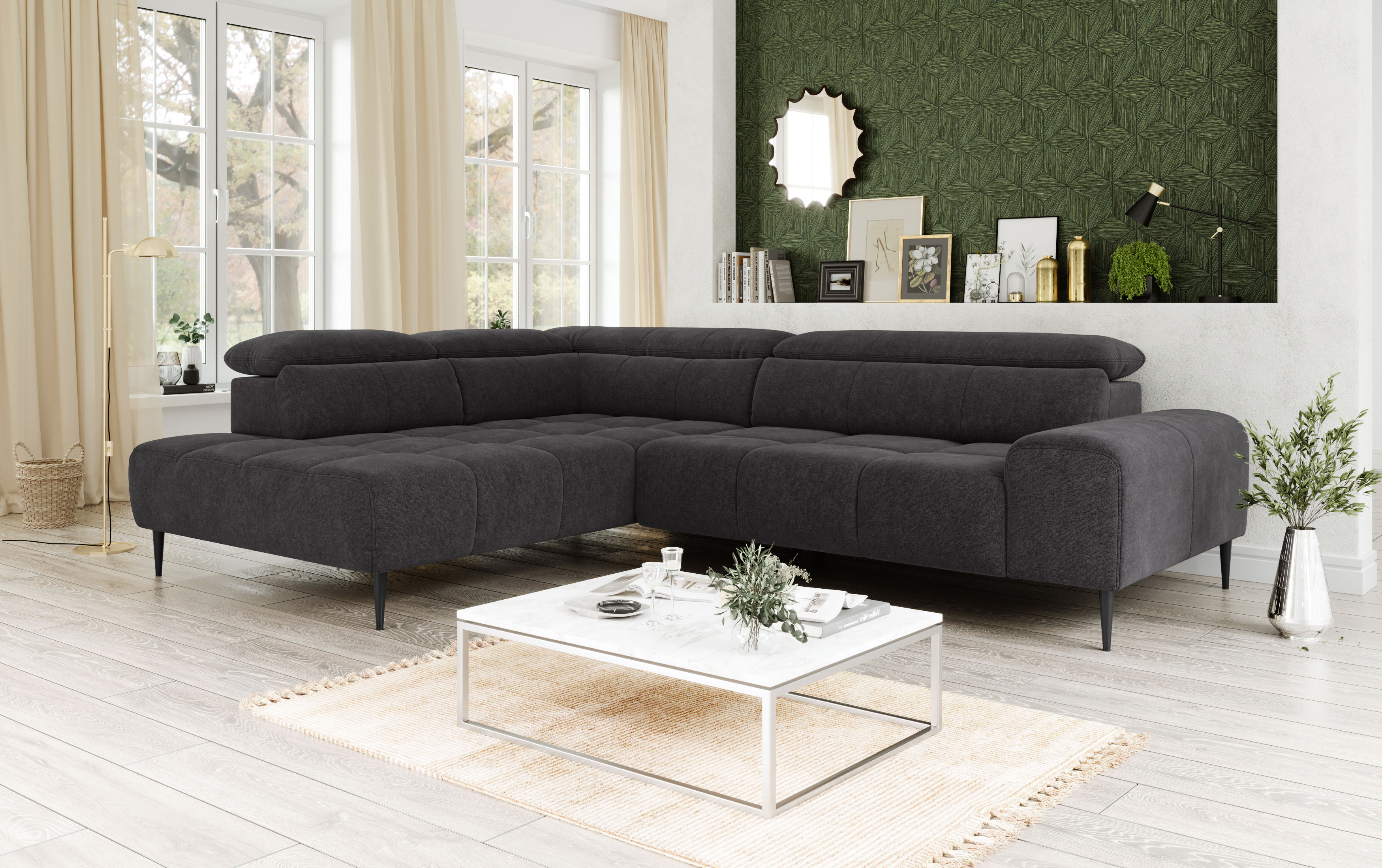 OTTO home Ecksofa "Theo L-Form, B: 298 cm" mit Kopfteilverstellung, optional Sitztiefenverstellung