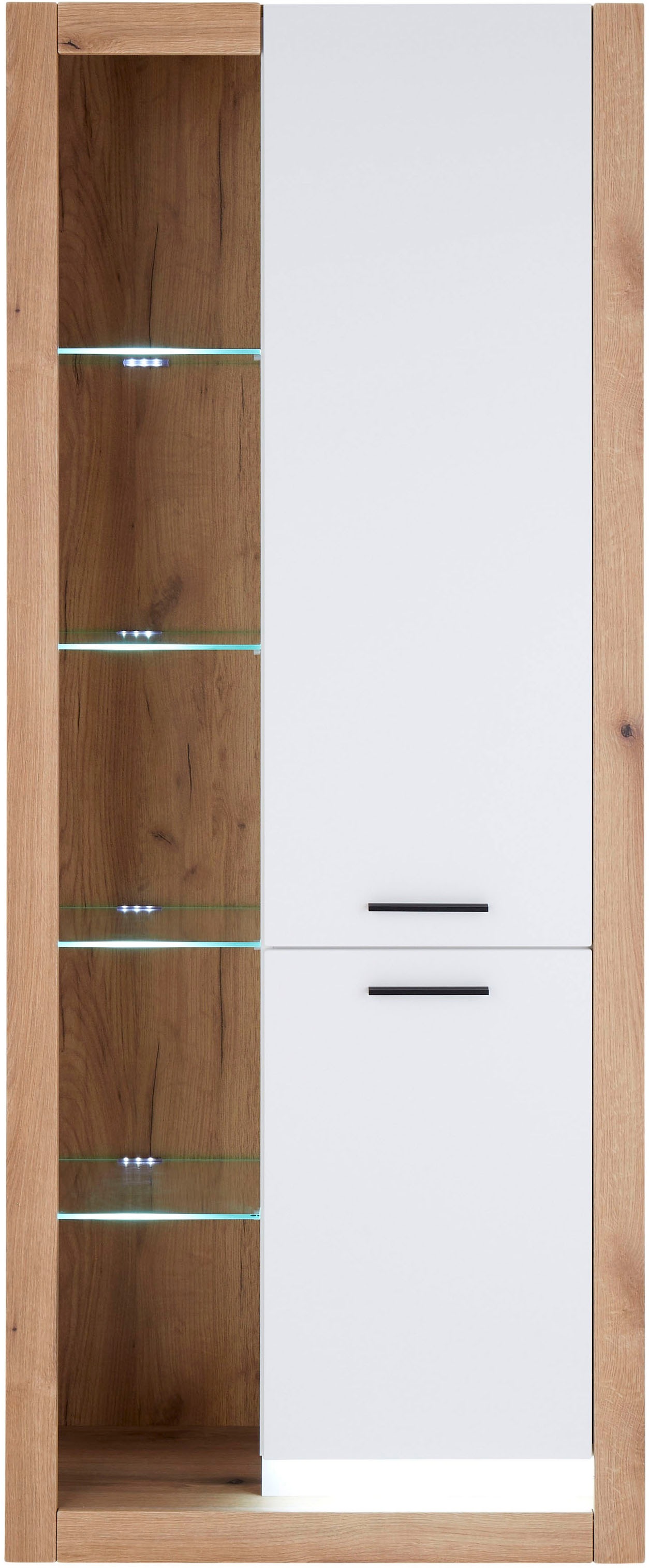 INOSIGN Vitrine »Brixen, Vitrinenschrank in Eiche Dekor, moderne Standvitrine«, Metallgriffe, ausreichend Stauraum, vielseitig einsetzbar, 80 cm breit