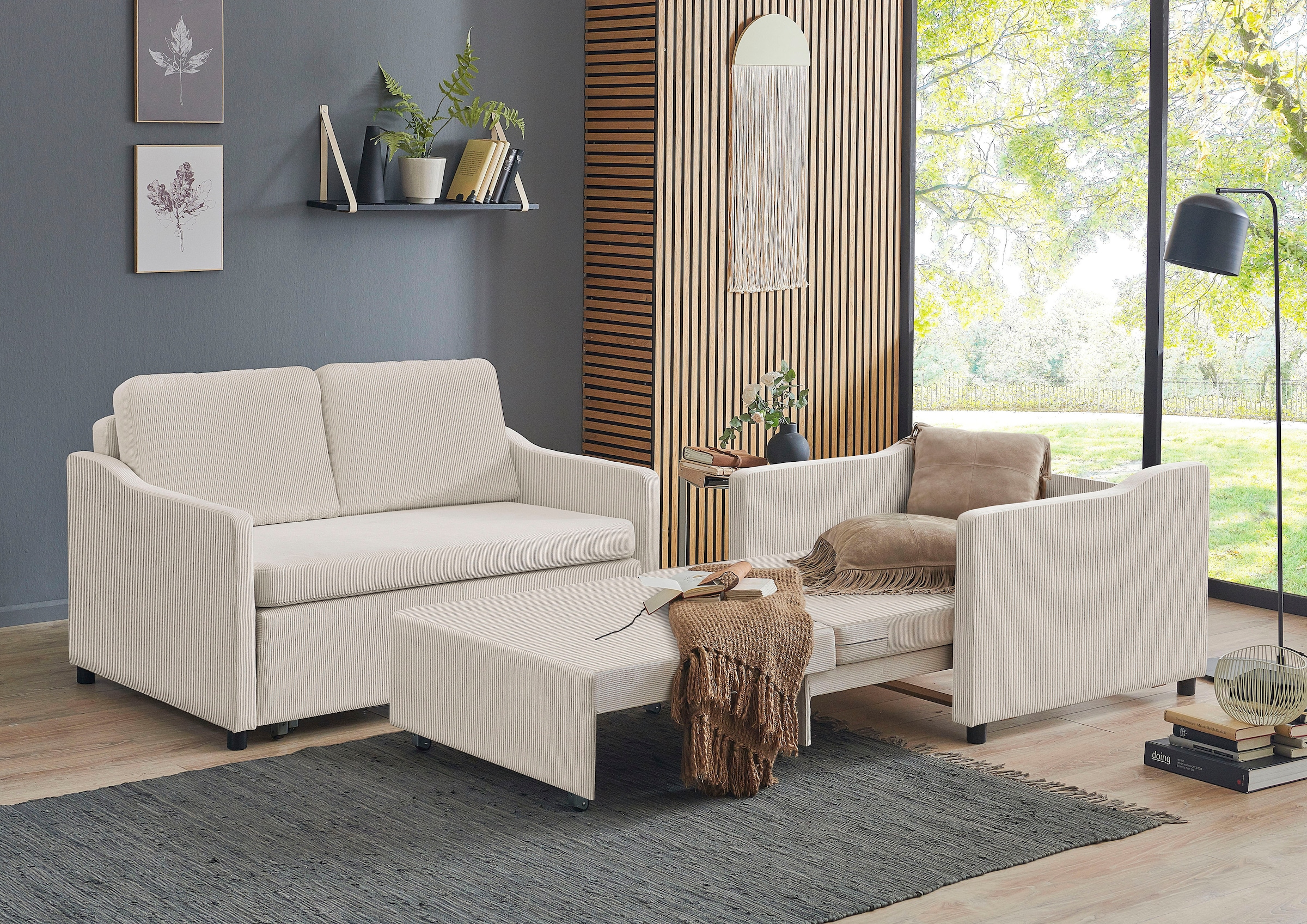 ATLANTIC home collection Schlafsofa »Anella«, mit Cord-Bezug, mit Schlaffunktion, frei im Raum stellbar