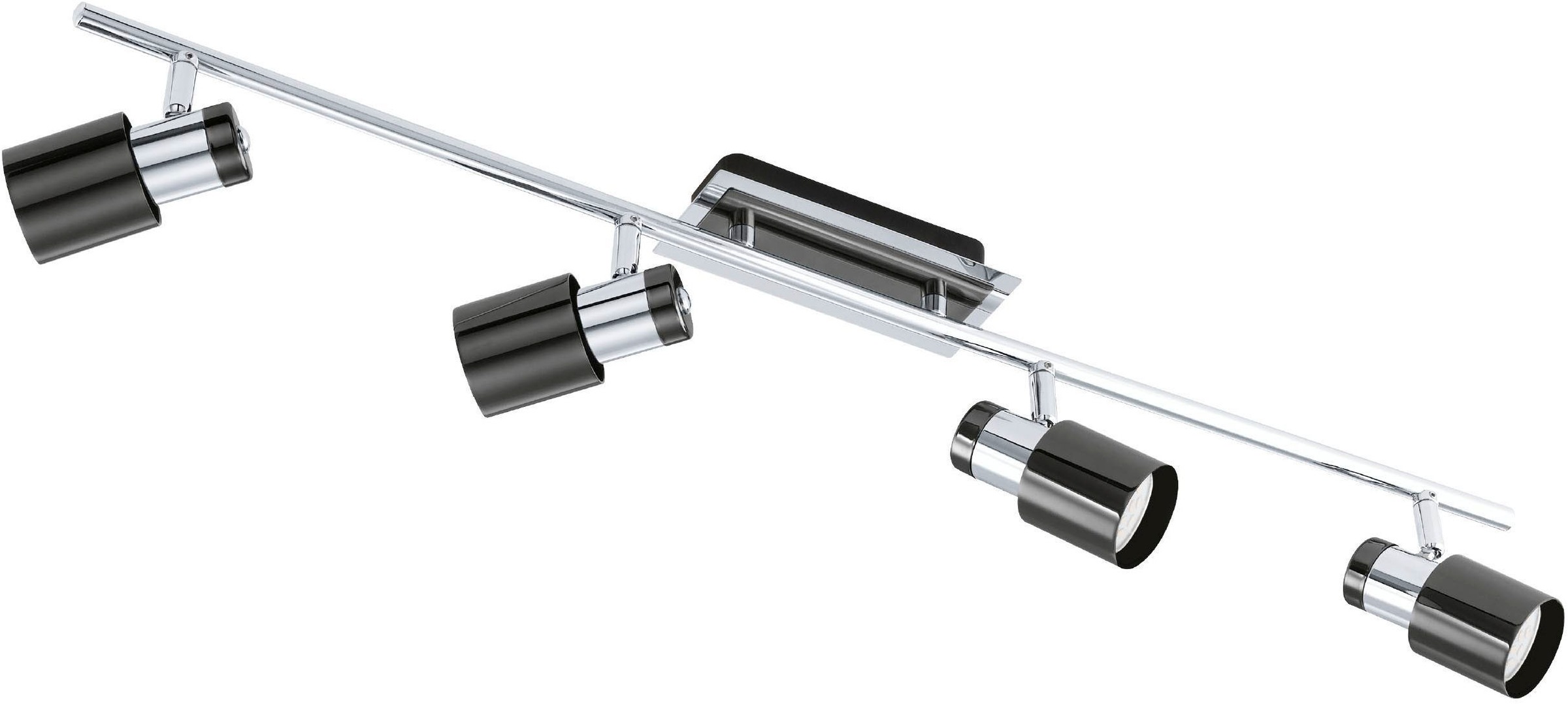 EGLO Deckenleuchte »Davida 1 Deckenlampe, Deckenspot aus Metall, Wohnzimmerlampe, GU10« GU10 1 Stk. Spot - L78 x B7 cm - nickel-nero - 4X4,6W inkl.