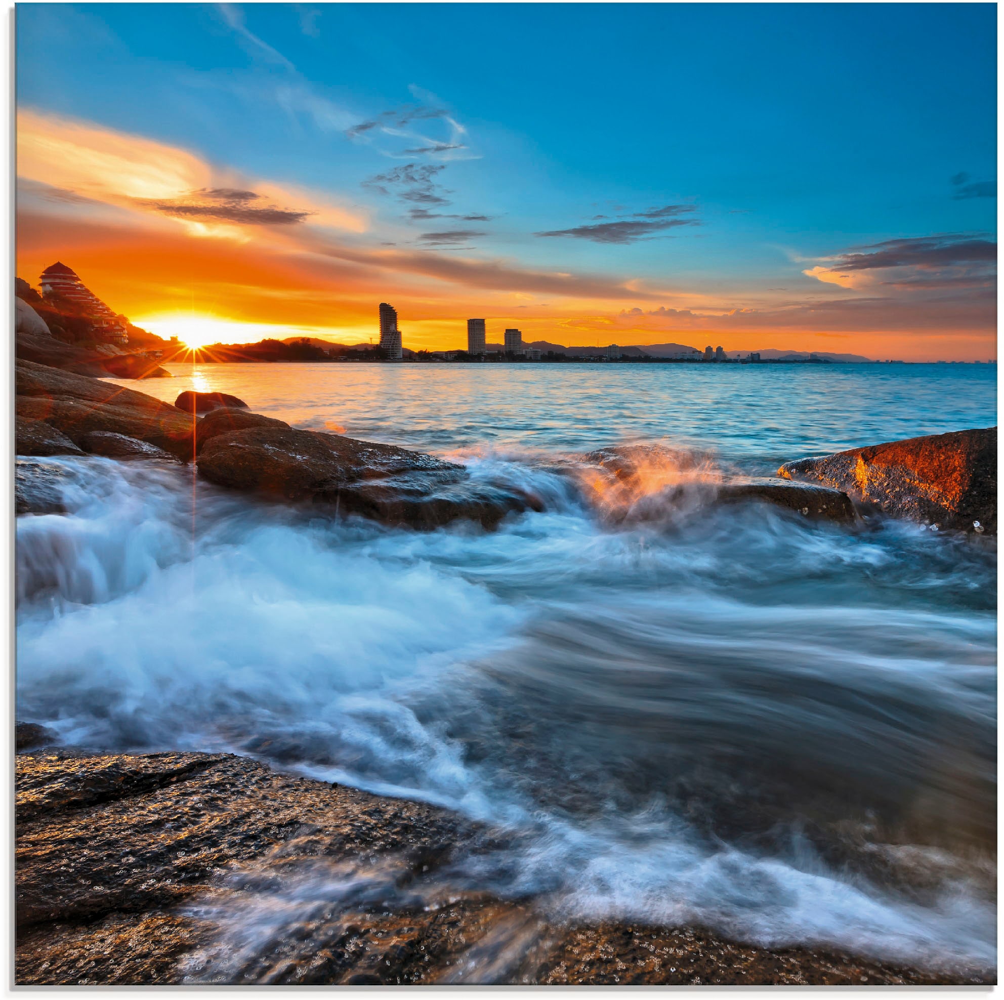 Artland Glasbild "Sonnenuntergangszeit am Hua-Hin Strand", Gewässer, (1 St. günstig online kaufen