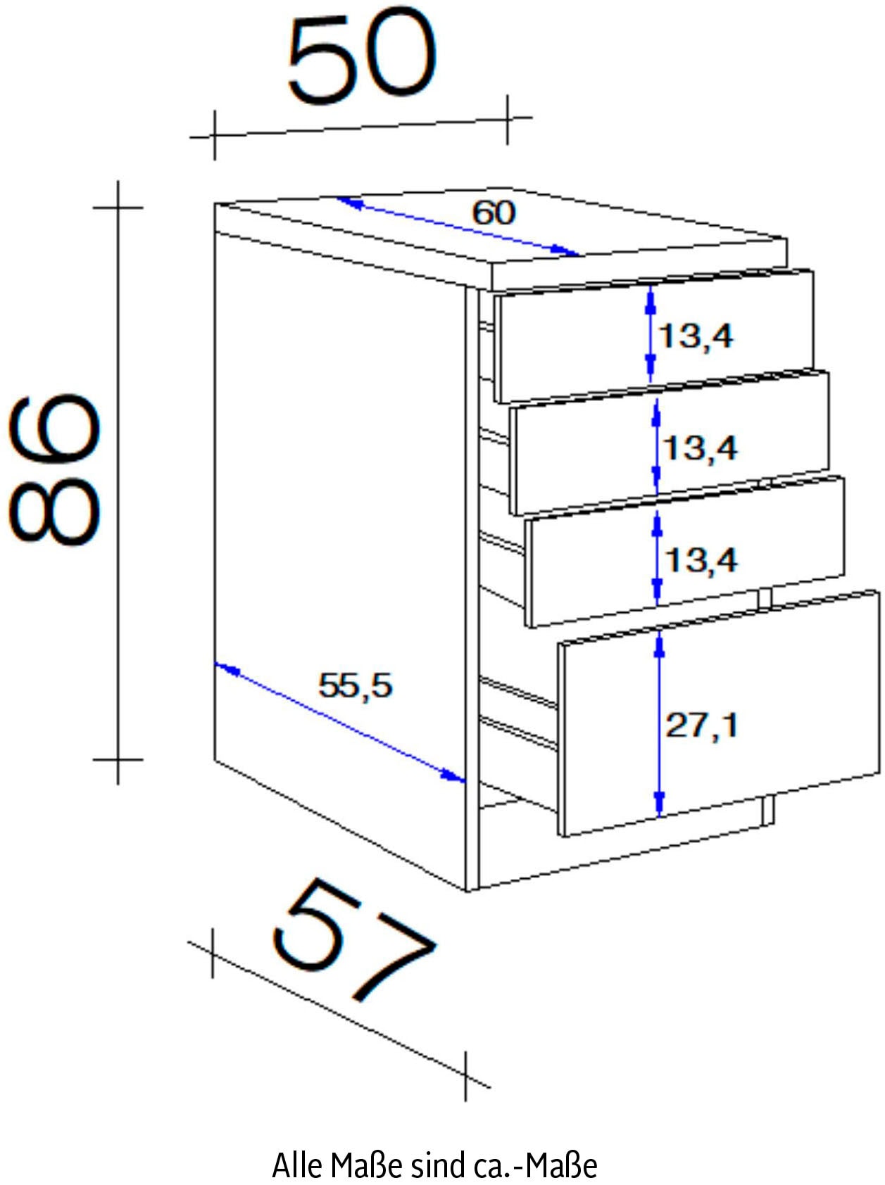 Flex-Well Unterschrank »Riva«, x BAUR x mit 50 60 Schubkästen cm, H x 86 (B T) x praktischen 