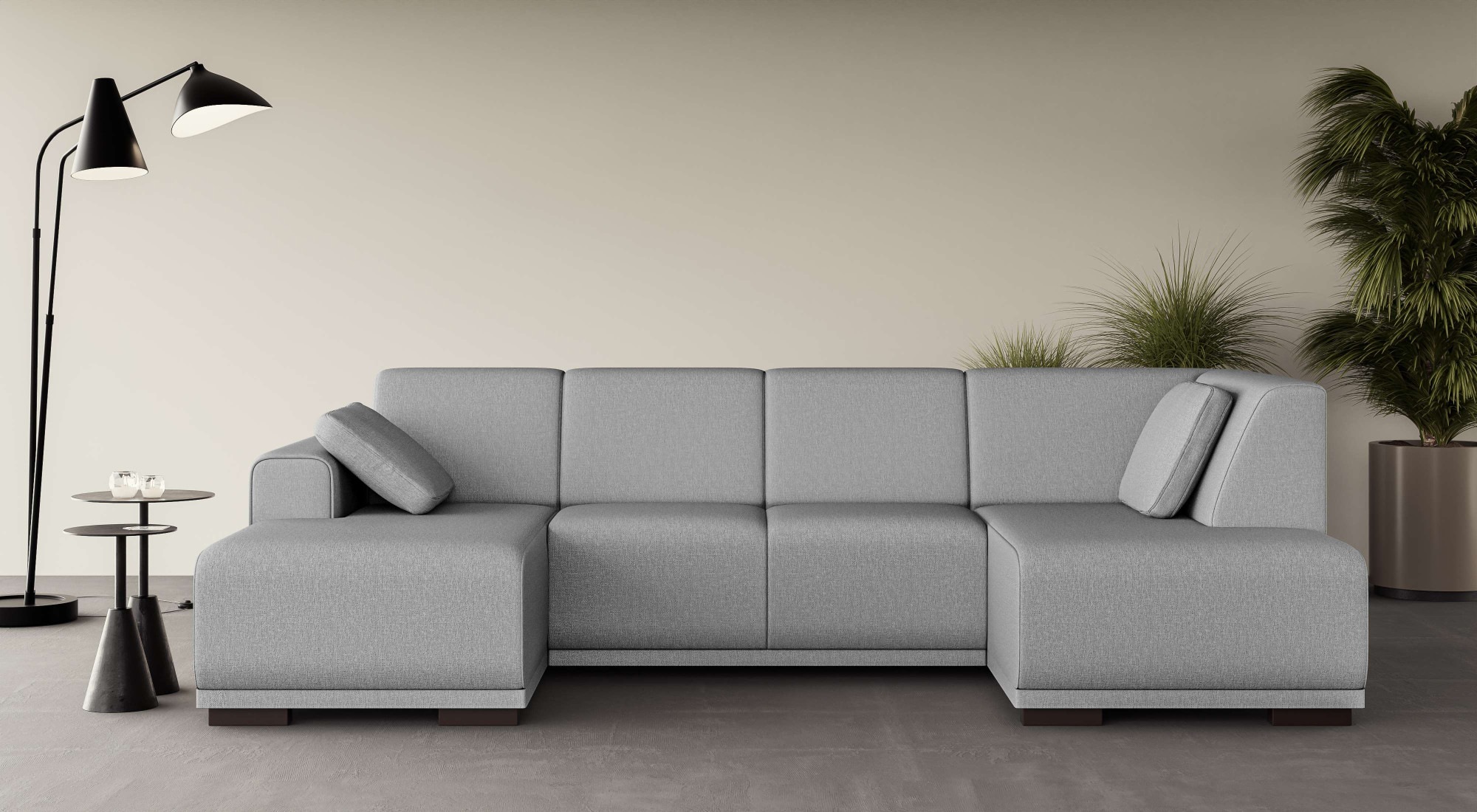 Home affaire Wohnlandschaft »BORNHOLM U-Form mit Recamiere rechts/links, B/T/H: 300/162/85 cm«, U-Form mit Wellenunterfederung, Recamiere rechts oder links bestellbar