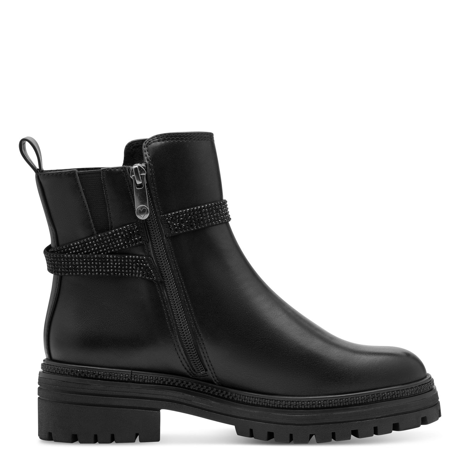 MARCO TOZZI Stiefelette, Blockabsatz, Bikerboots, Zierschnalle mit Strassst günstig online kaufen