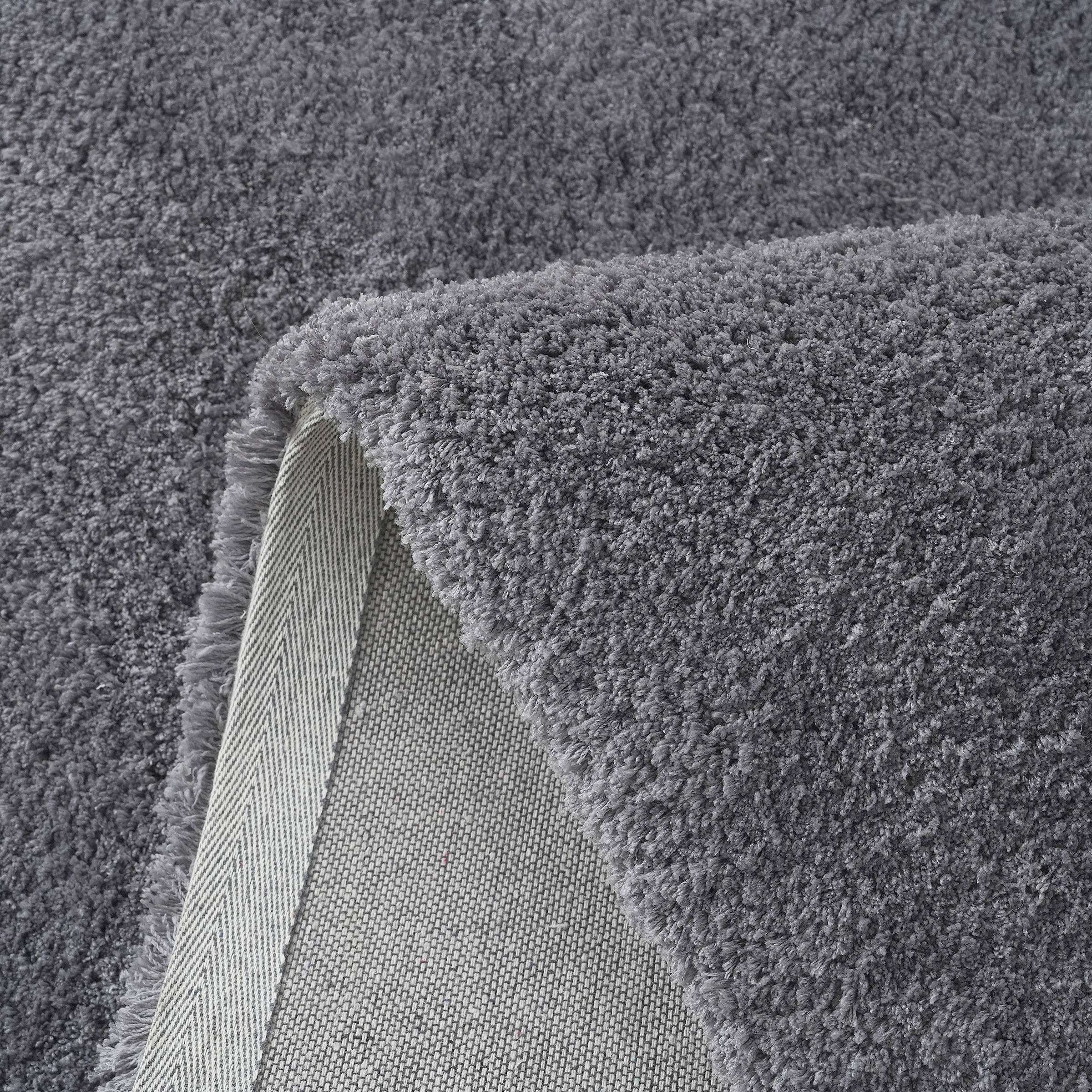 Hochflor-Bettumrandung OTTO HOME "Microfaser Teppich Magong, besonders weich, sehr feiner Flor" Gr. 14, grau (dunkelgrau), H:25mm, Obermaterial: 100% Polyester, Bettumrandungen, uni, einfarbiger Bettvorleger, Läufer-Set, Schlafzimmer, Kinderzimmer 3