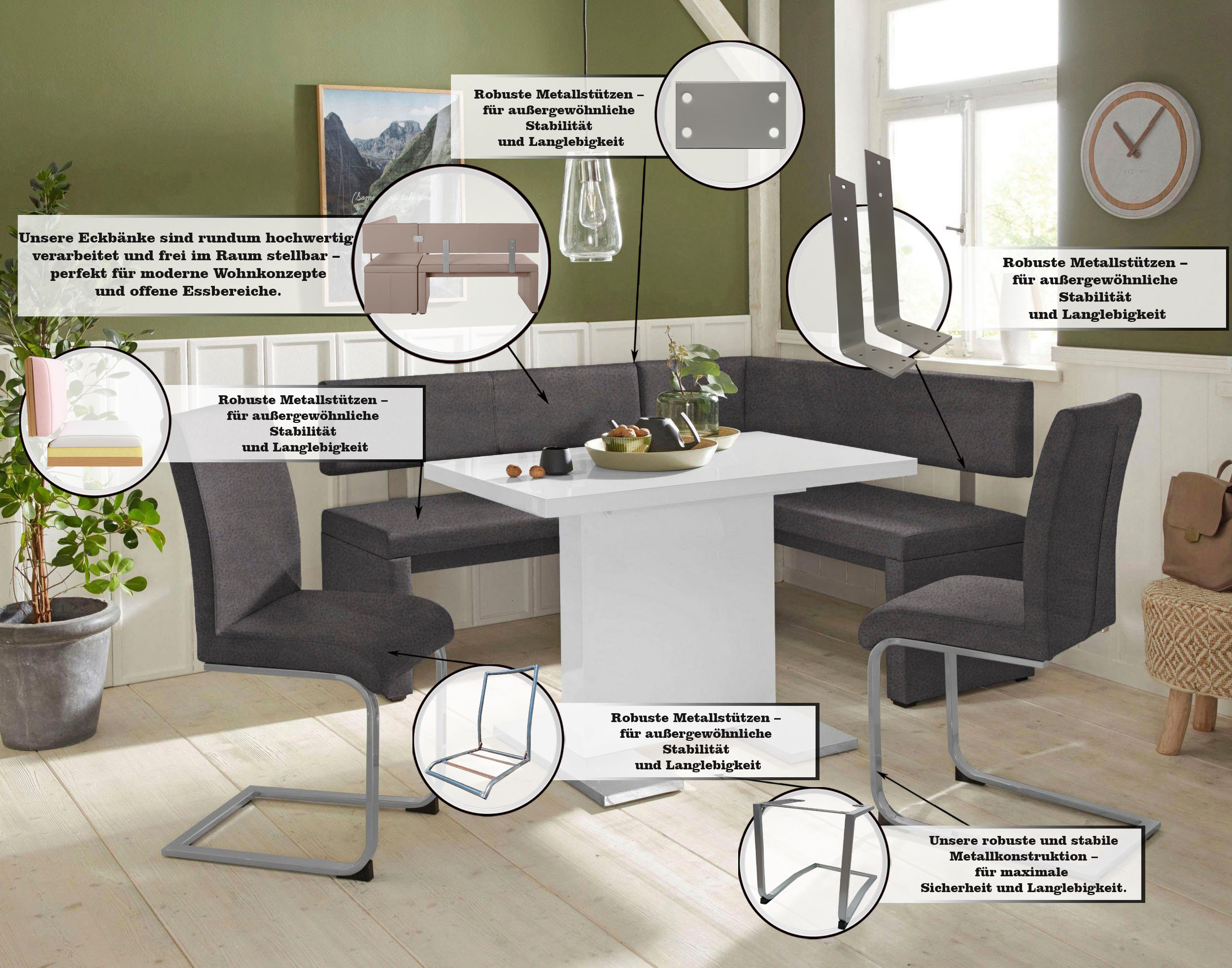 Thumbnail - OTTO home Eckbank "Charissa" in 3 Größen, verschiedene Qualitäten