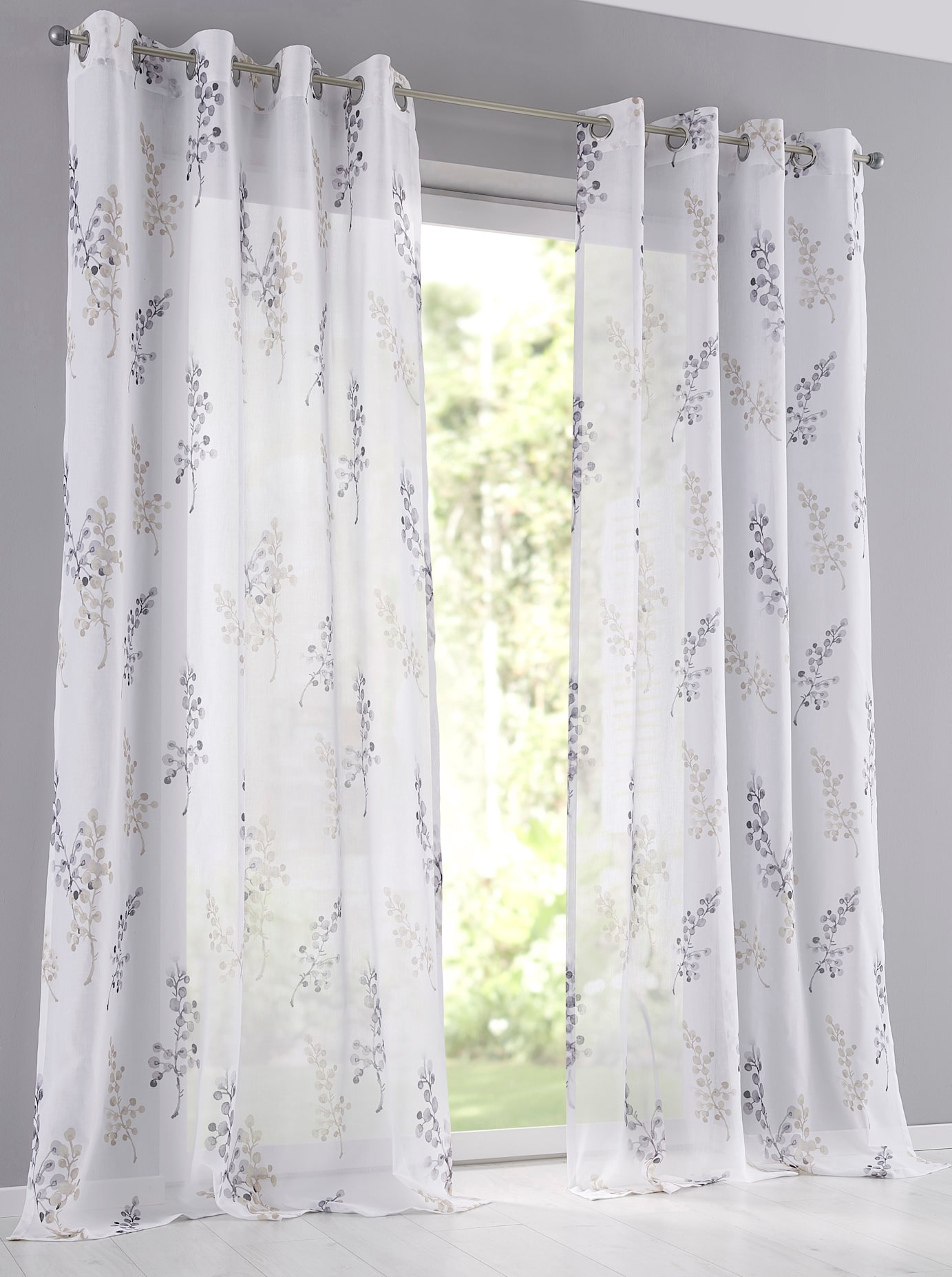 Gardine HEINE HOME, B:135cm H:245cm, grau, Polyester, Gardinen