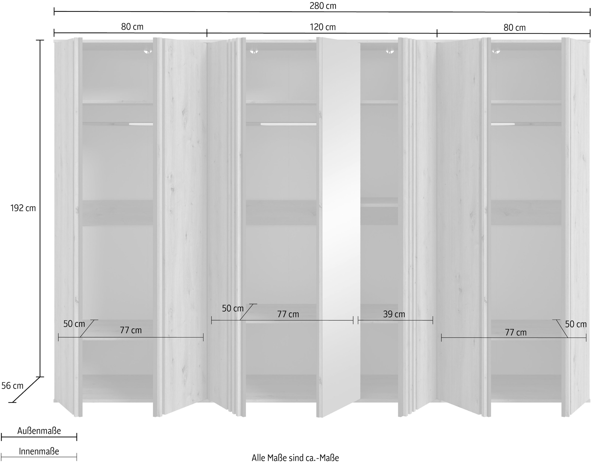 Home affaire Schrank-Set »ALVA, Breite 240 cm, Paneeloptik, Schlafzimmerschrank, Kleiderschrank« wähle den beste Schrank Kombination, individuell platzierbar, 