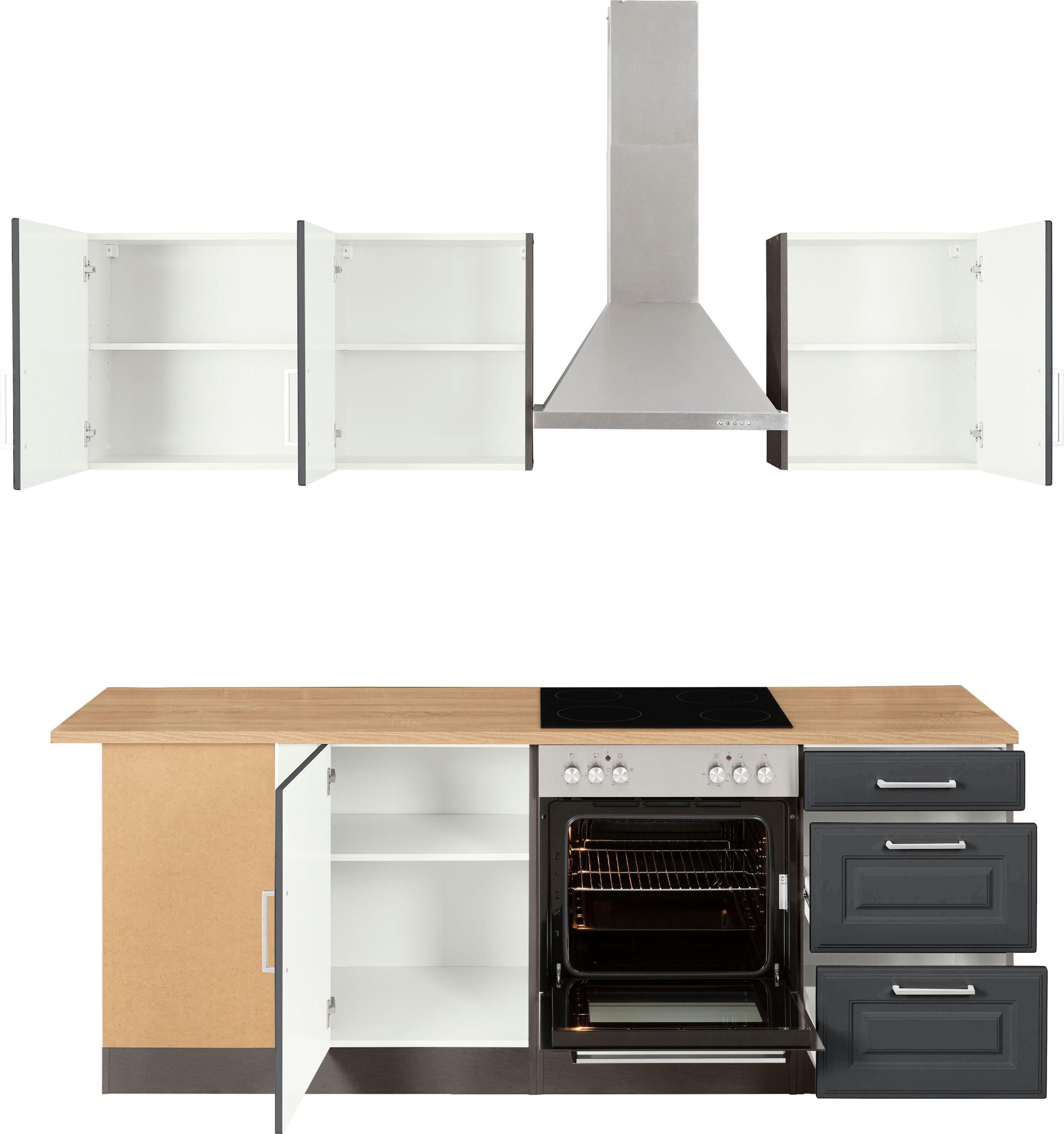 HELD MÖBEL Winkelküche »Stockholm«, Stellbreite 220/220 cm, mit hochwertigen MDF Fronten im Landhaus-Stil