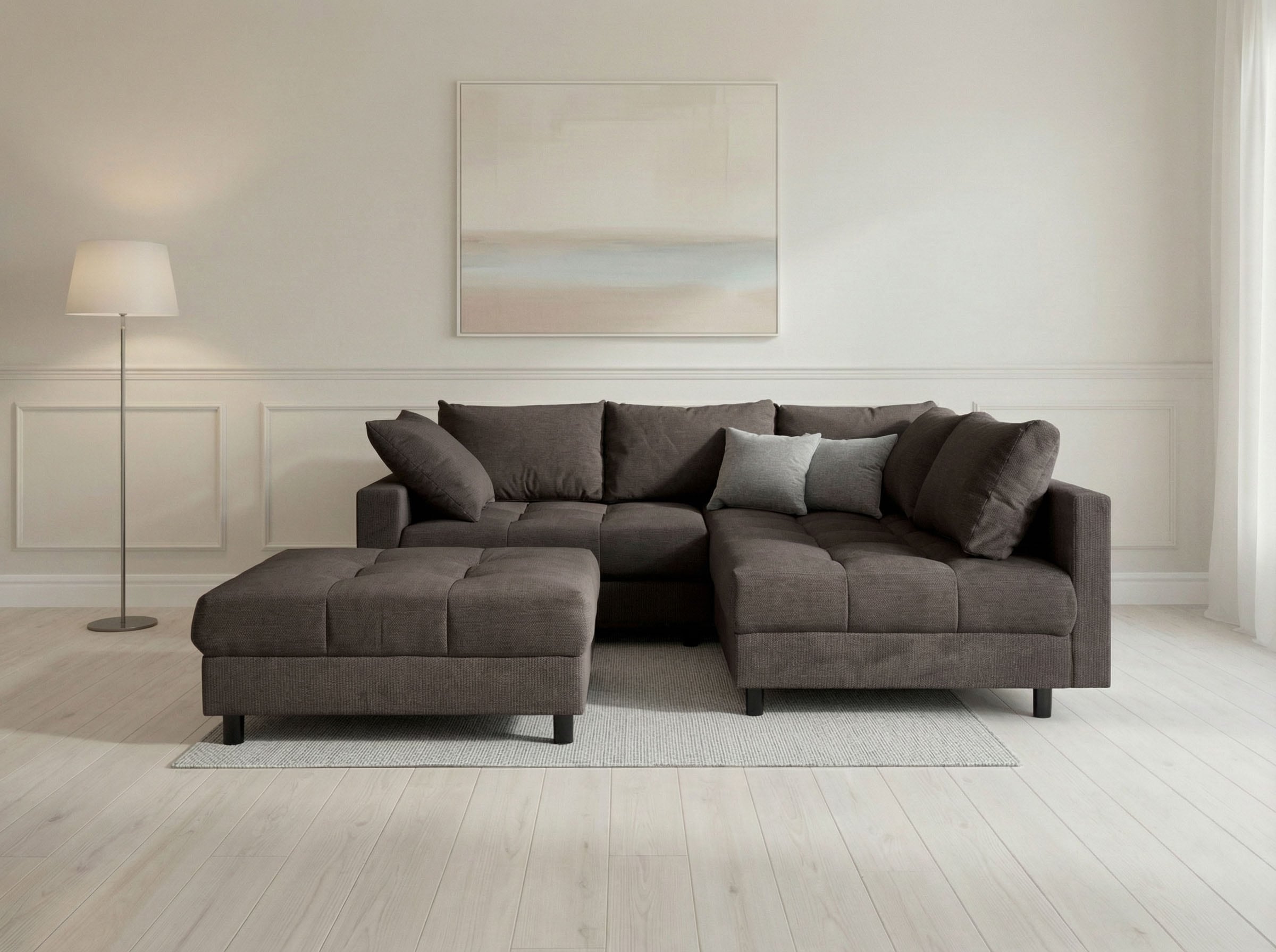 OTTO home Ecksofa "Antonia L-Form, B: 215 cm" Ecksofa, Rückenkissen, ottomane beidseitig montierbar, Bonnelfederkern