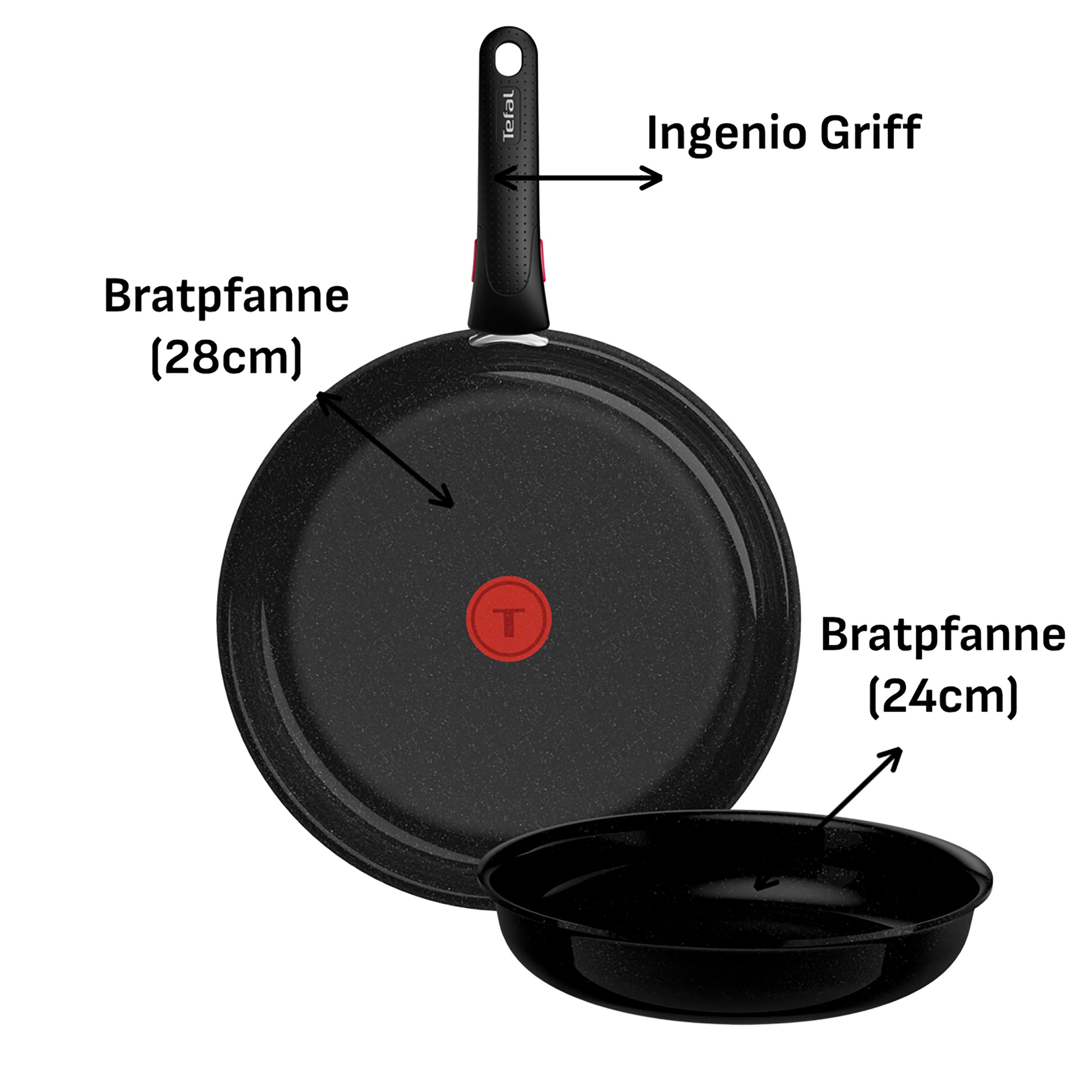 Tefal Pfannen-Set »Ingenio Excellence Keramik« Aluminium Set, 3 tlg. abnehmbarer Ingenio-Griff, Thermo-Signal, stapelbar, Induktion