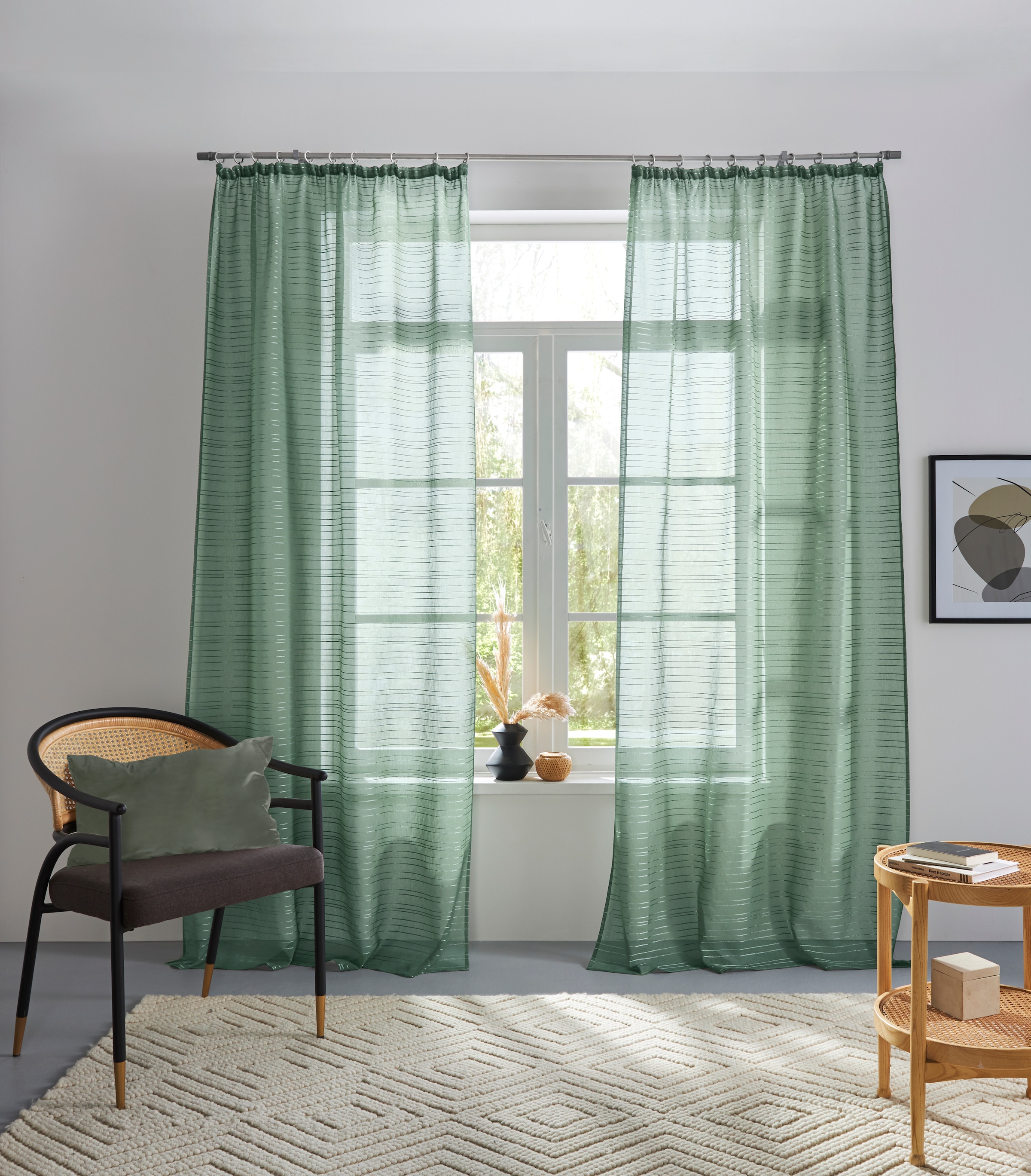 Bruno Banani Gardine "Linus" Kräuselband 1 Stk. tlg. 1 Schal, eingewebte Qu günstig online kaufen