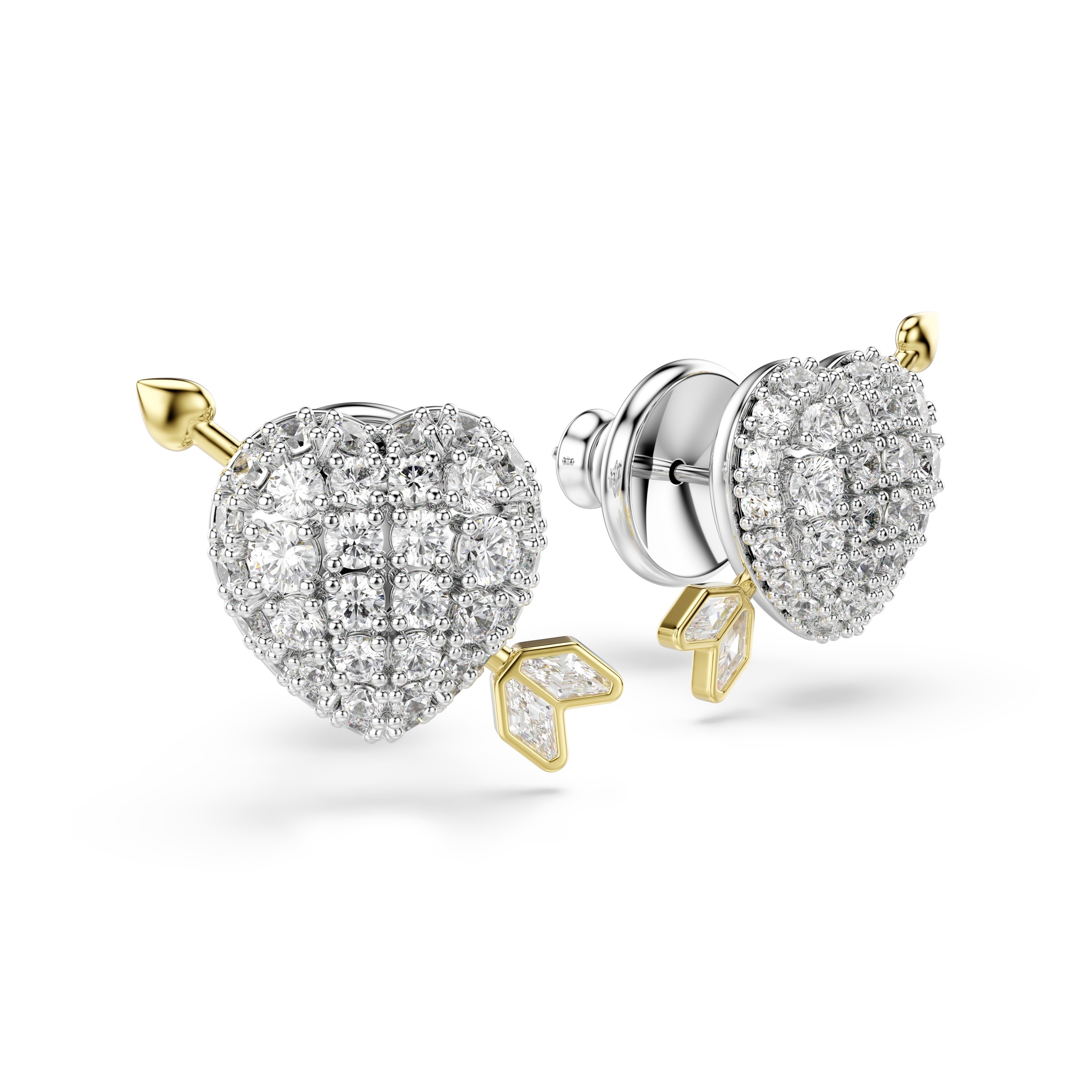 Paar Ohrstecker SWAROVSKI "Schmuck Geschenk Idyllia Ohrringe Herz Pfeil", metallfarben, gelbgoldfarben, kristallweiß, kristallweiß, Ohrringe, Damen, Metall, mit Swarovski Kristall 2