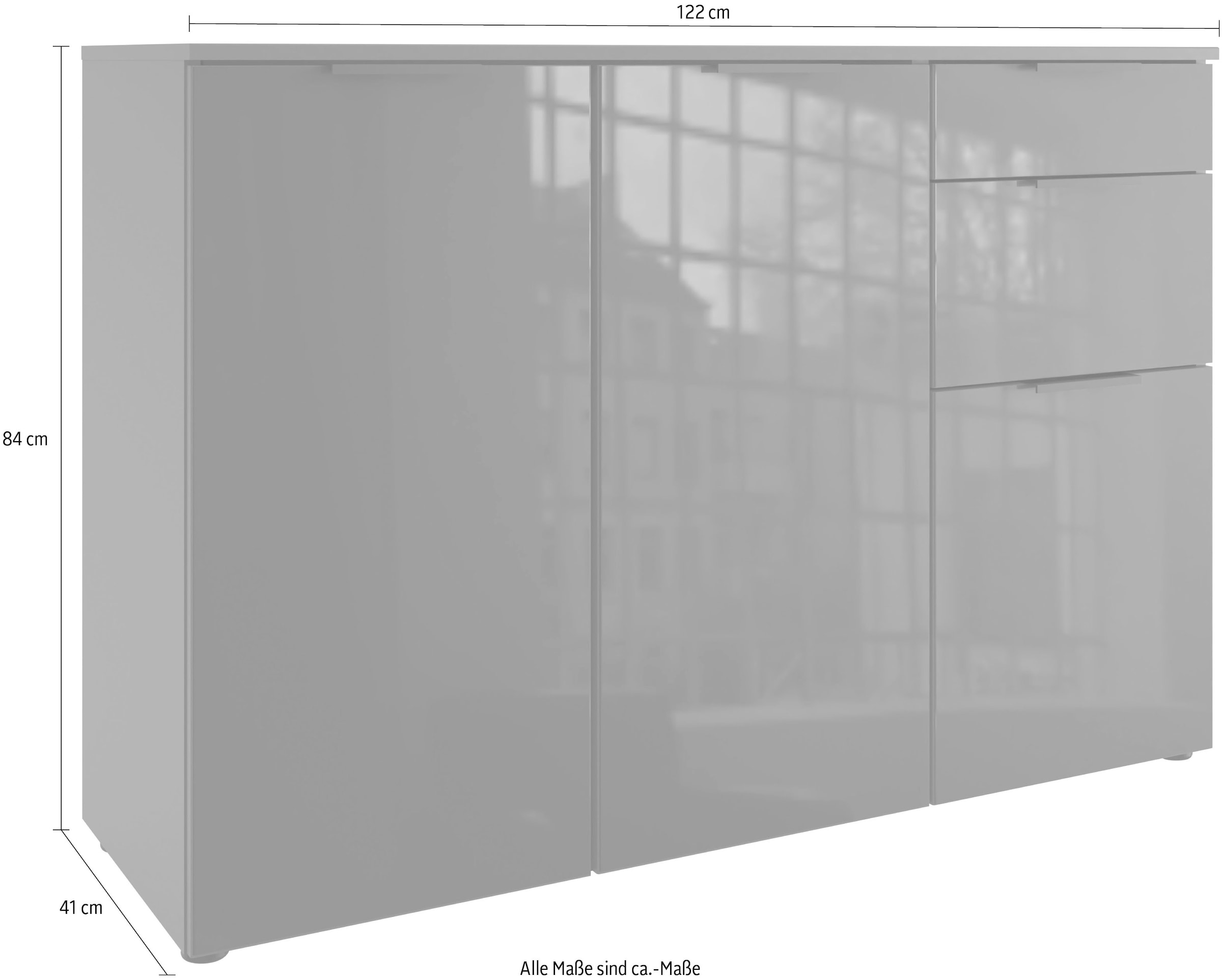 Wimex Kombikommode »Level36 black C by fresh to go«, mit Glaselementen auf der Front, soft-close Funktion, 122cm breit