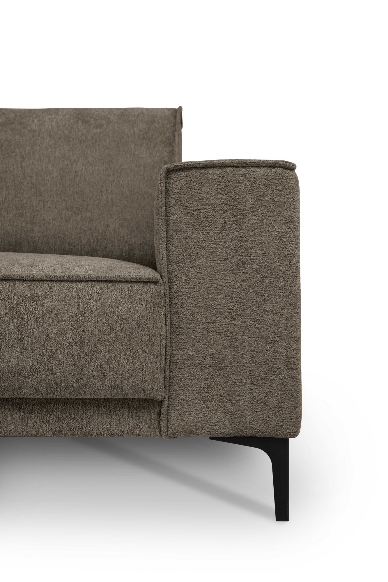 Places of Style Ecksofa »Polsterecke Oland, Struktur, Flachgewebe, Luxus-Microfaser, Boucle«, L-Form, 289 cm, Wellenunterfederung, Skandi-Design, Metallfüße