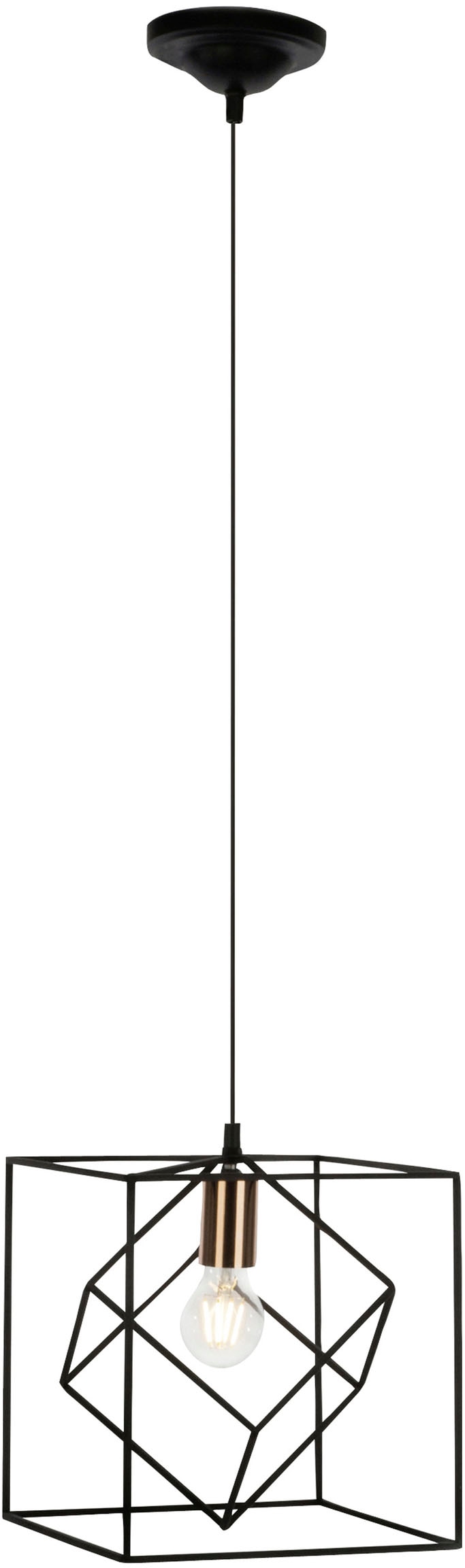 Brilliant Pendelleuchte »Tycho«, 1 flammig-flammig, 149 x 25 x 25 cm, 1 x E27, kürzbar, Metall, schwarz/kupfer