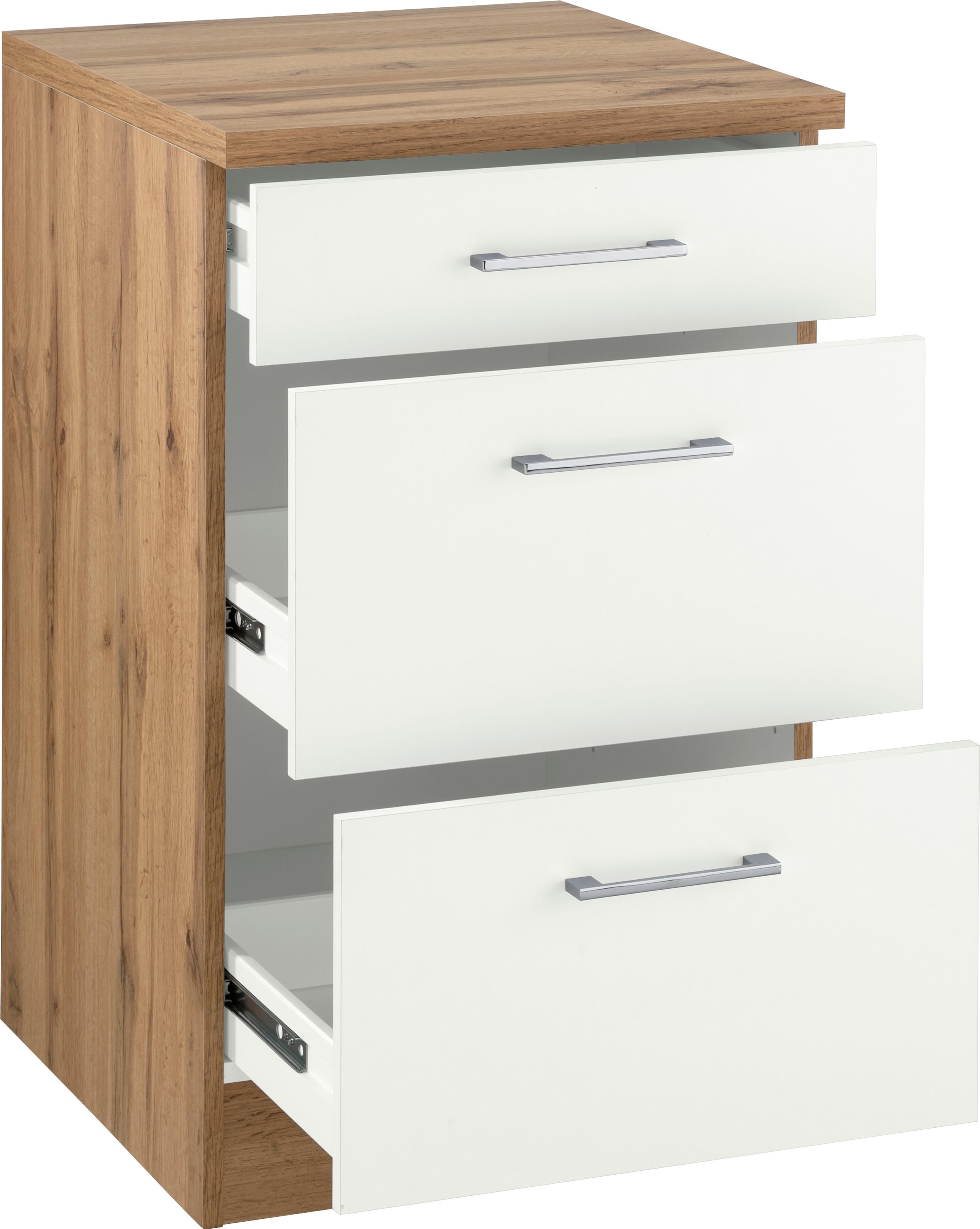 KOCHSTATION Auszugsunterschrank »KS-Colmar«, 50 cm, mit Metallgriff, alles sofort greifbar dank zwei großer Auszüge