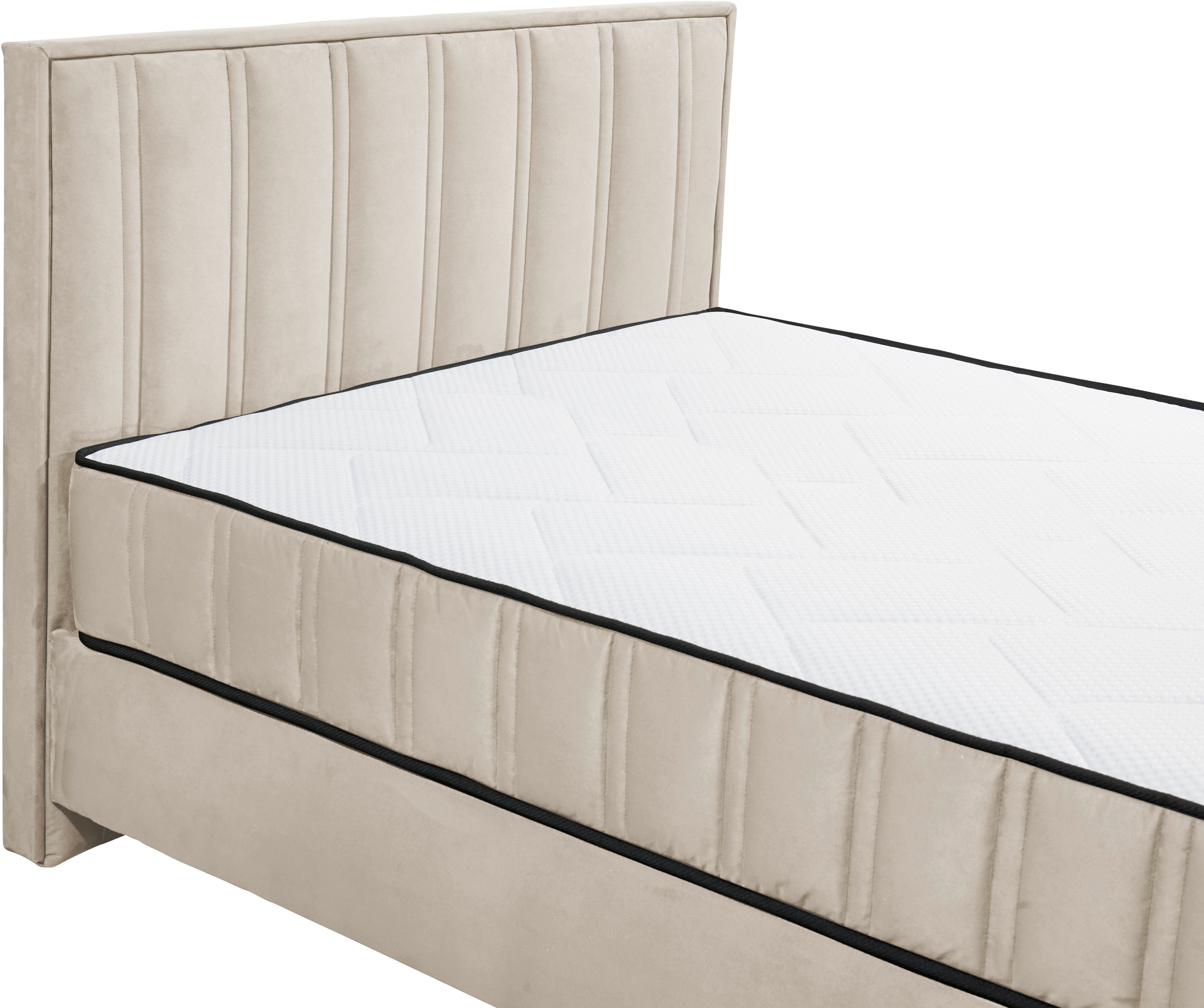 ED EXCITING DESIGN Boxbett »Monroe inkl. Bettkasten, erhältlich in den Breiten 120cm & 140cm«, Duo-Matratze - feste Seite mit Kokosmatte
