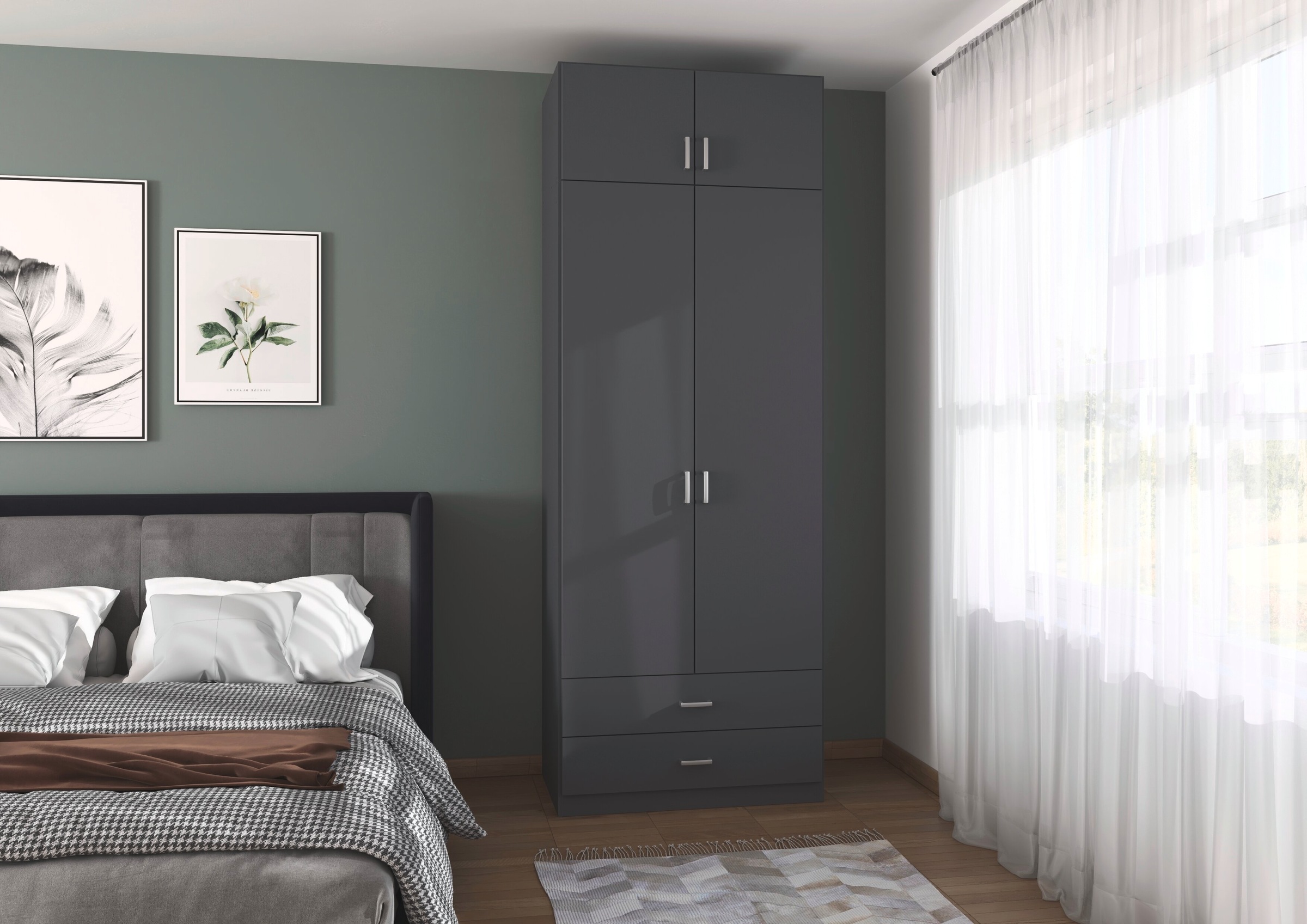 rauch Kleiderschrank »Schrank Garderobe Wäscheschrank GAMMA in 4 Breiten 91-226 cm« 3 verschiedene Ausstattungen BASIC/CLASSIC/PREMIUM (inkl. SOFT-CLOSE),  mit Schubladen und Schrankaufsatz, schlichtes Design MADE IN GERMANY