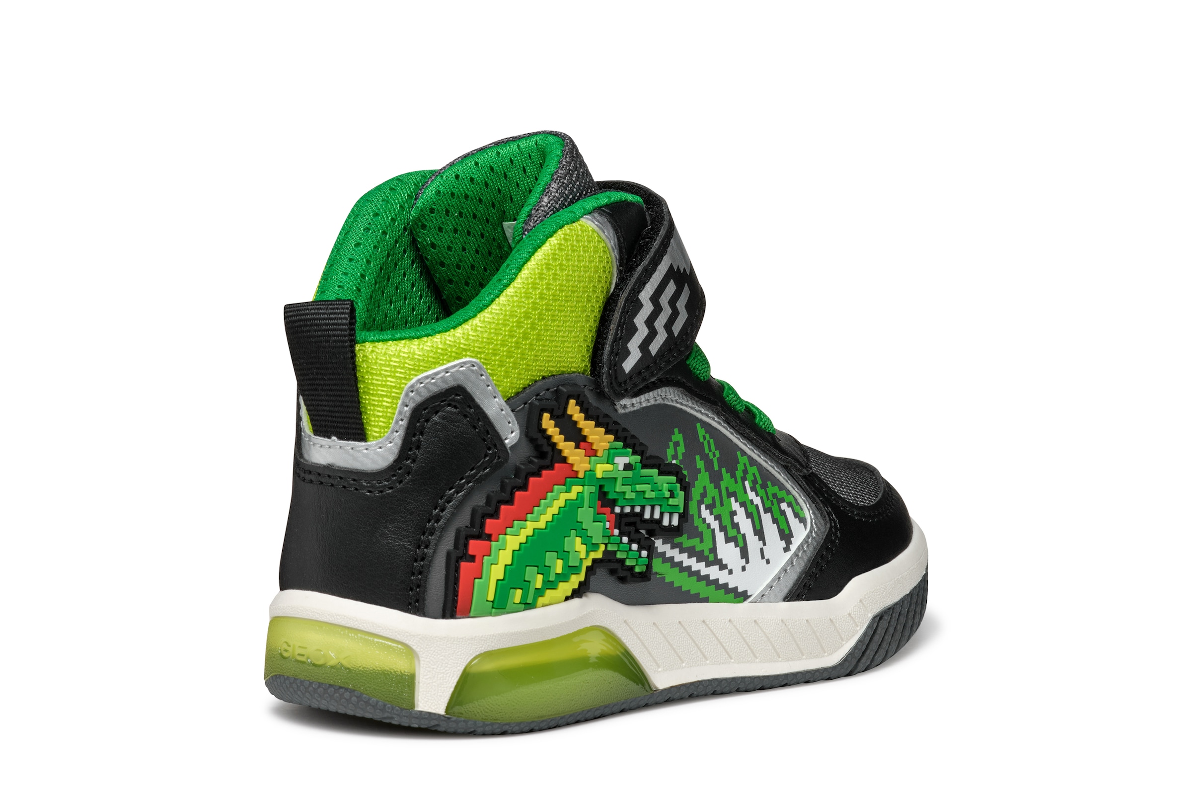 Geox Sneaker »J INEK BOY_Blinkschuh«, Schnürboots mit cooler Blinkfunktion, Größenschablone zum Download