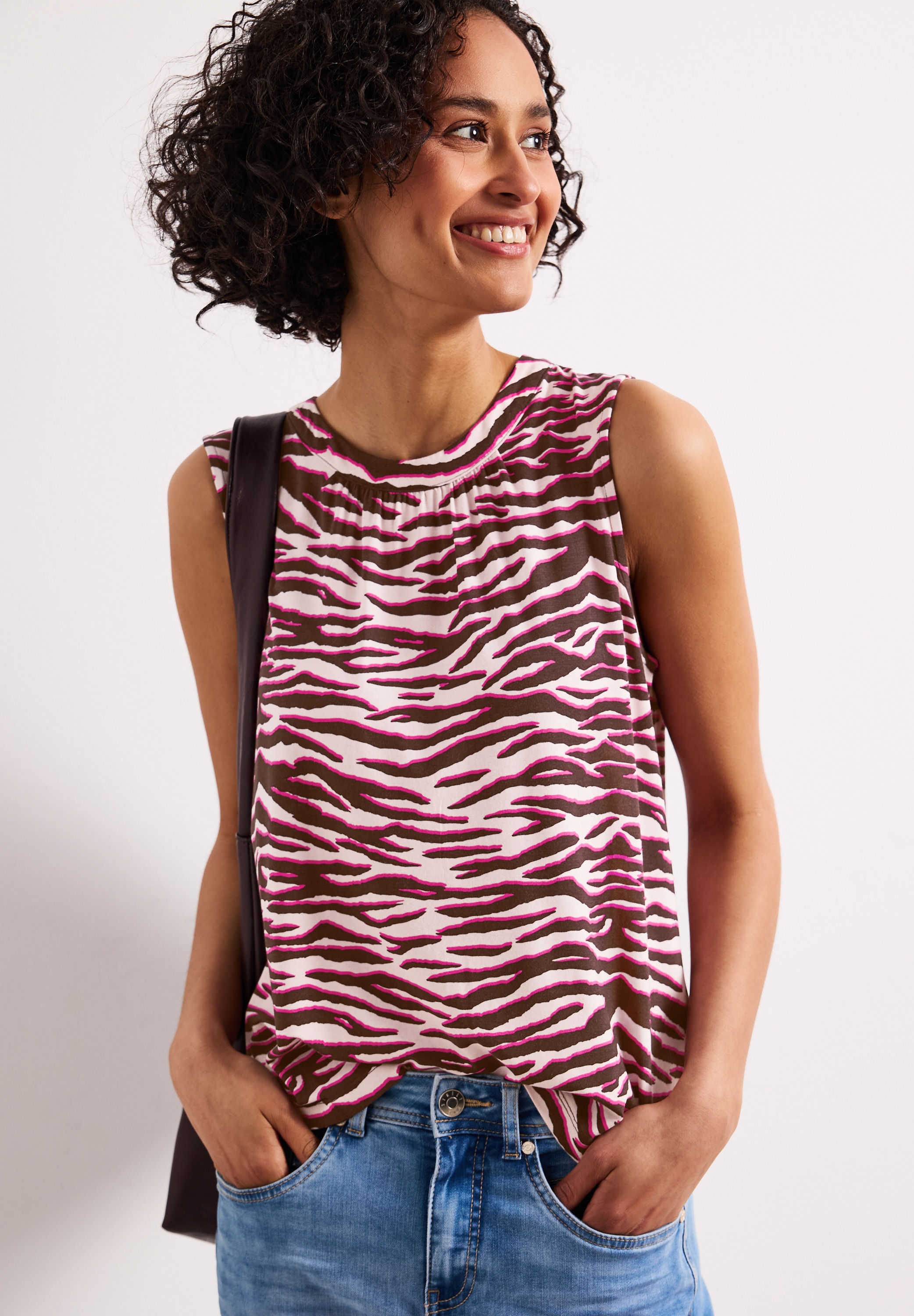 STREET ONE Shirttop Sommershirt mit Zebra-Print
