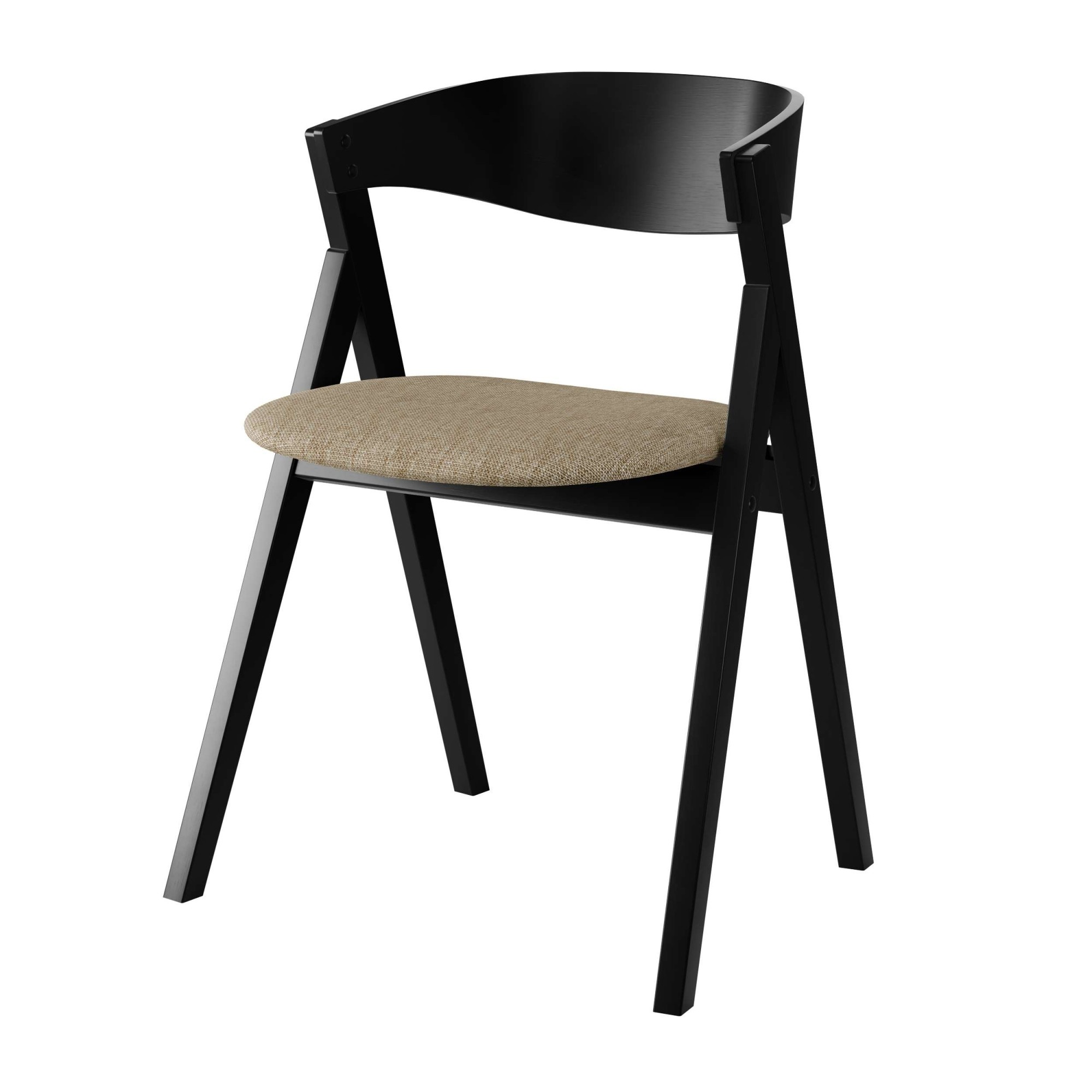 Stuhl HAMMEL FURNITURE "City by Hammel", , schwarz lackiert, schwarz lackiert, beige, B:57cm H:76cm T:50cm, Massivholz, Stoff, Stühle, Stuhl, Massivholz, gepolsterte Sitzfläche, versch. Farbvarianten