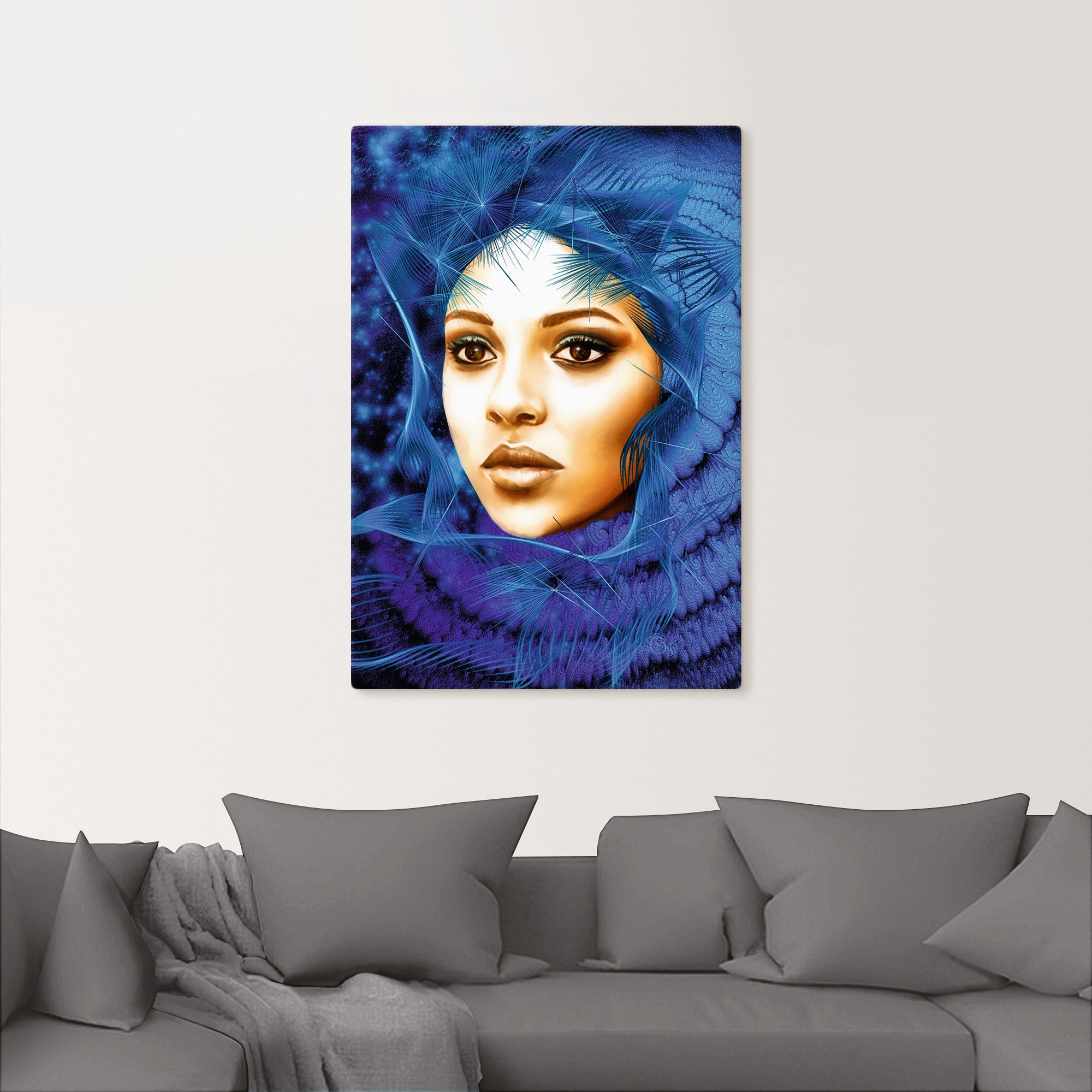 Artland Leinwandbild »Die blaue Kapuze«, Bilder von Frauen, (1 St.), auf Keilrahmen gespannt
