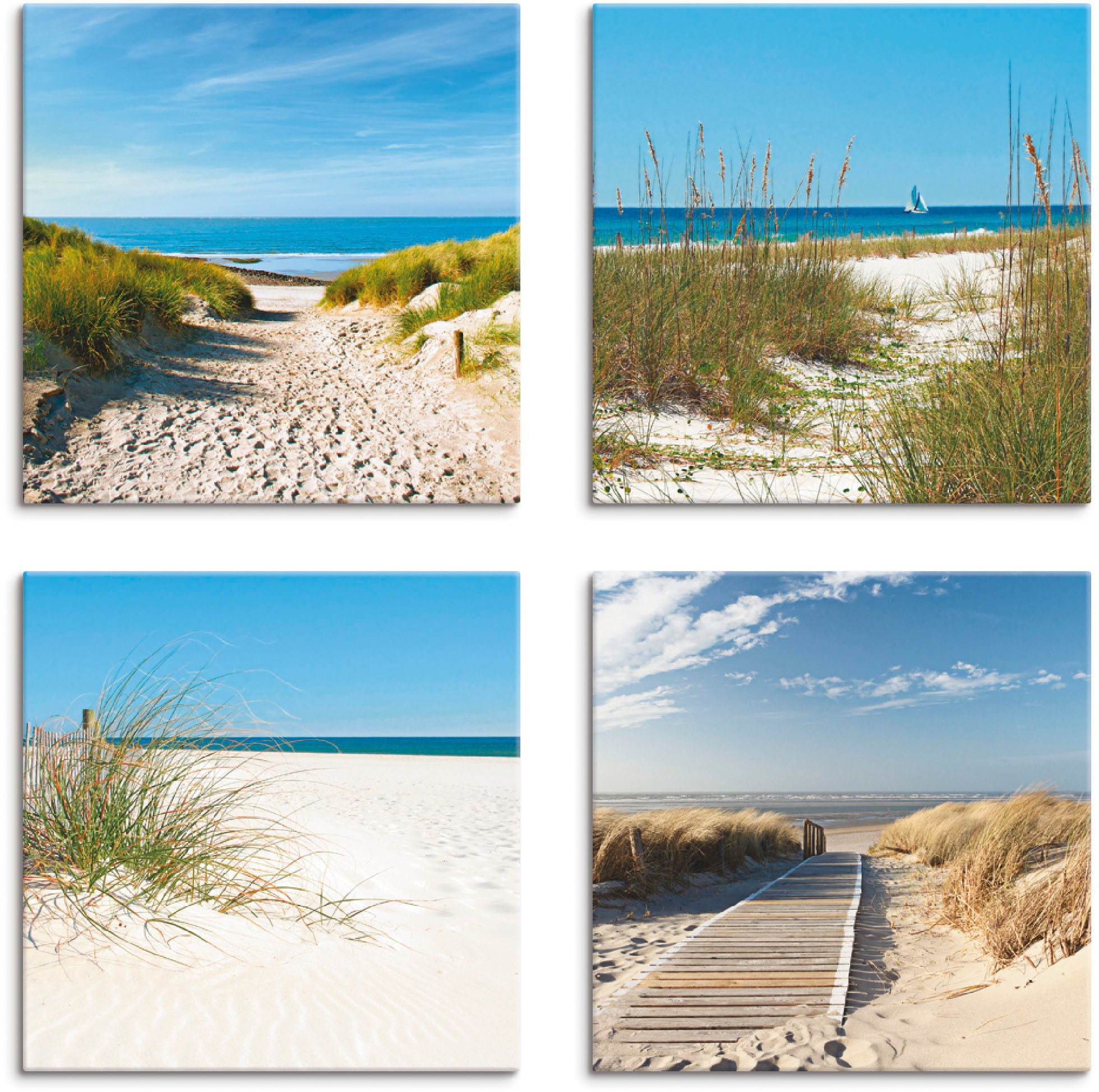Artland Leinwandbild »Strand und Sanddünen«, Strand, (4 St.), 4er Set, verschiedene  Größen bestellen | BAUR