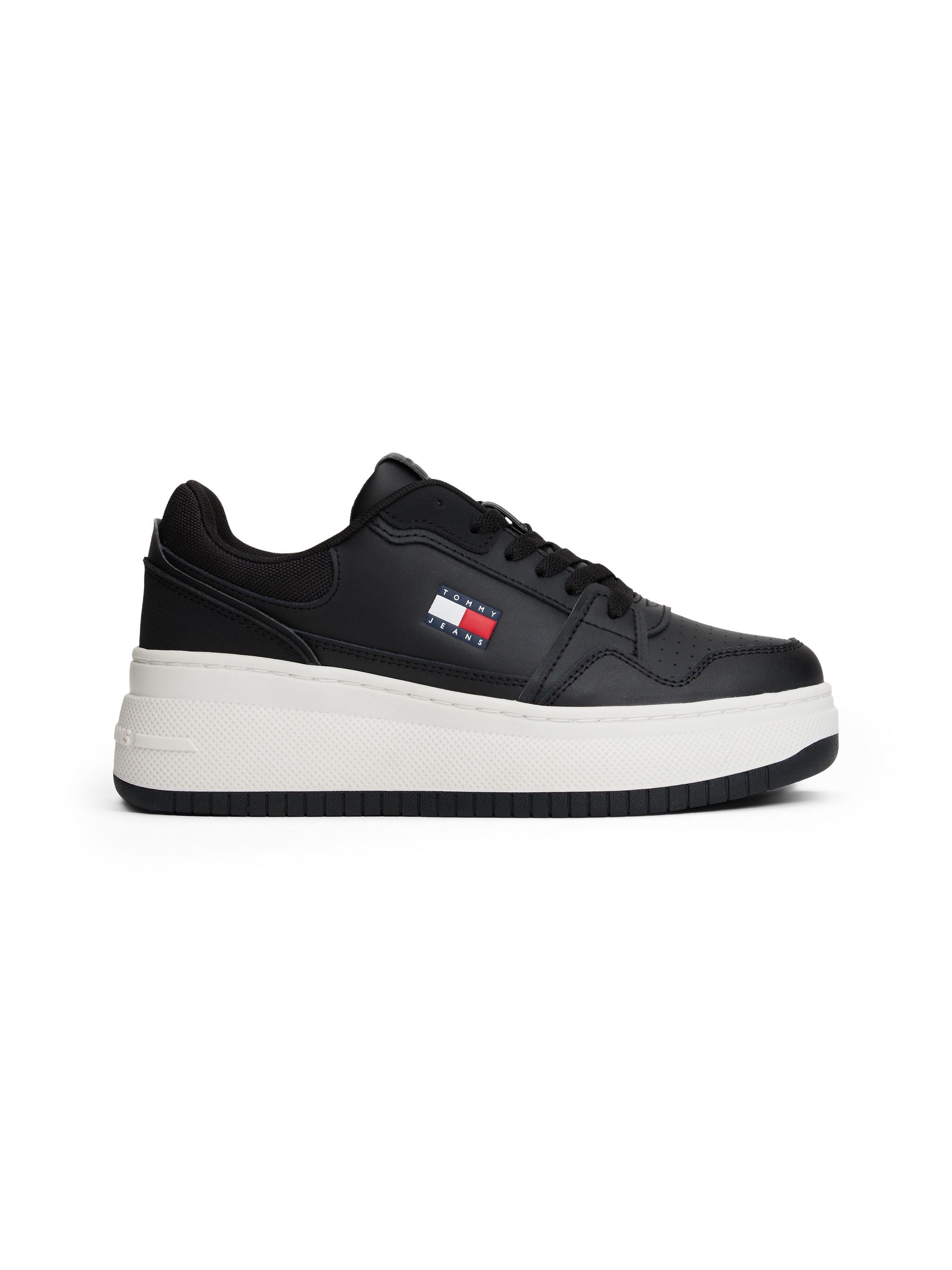 Tommy Jeans Keilsneaker »TJW RETRO BASKET FLATFORM«, Plateau, Freizeitschuh, Schnürschuh, mit Lochmuster, im Basket-Look