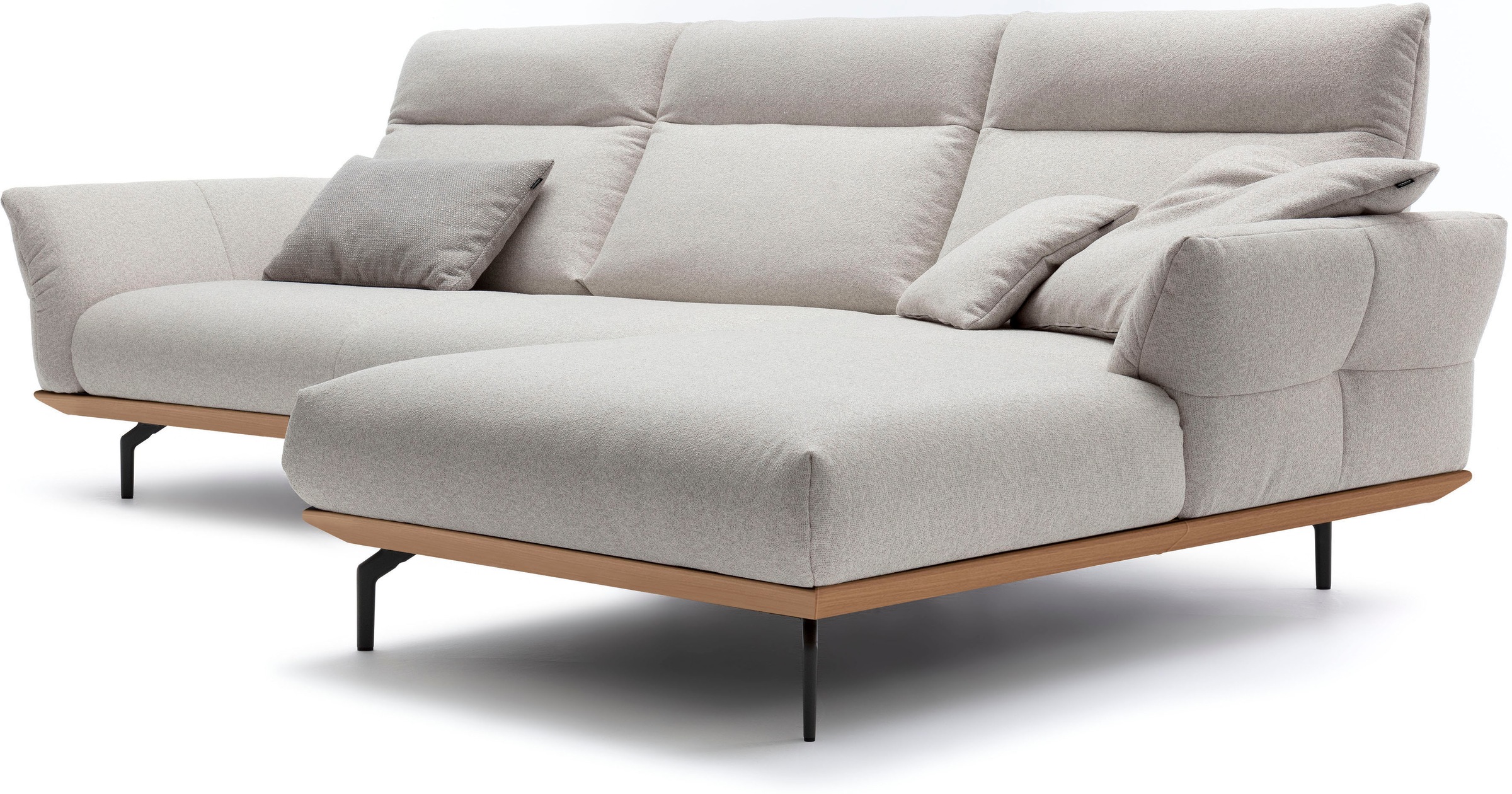 Creation BY ROLF BENZ Ecksofa »CR.460«, Sockel in Eiche, Winkelfüße in Umbragrau, Breite 318 cm
