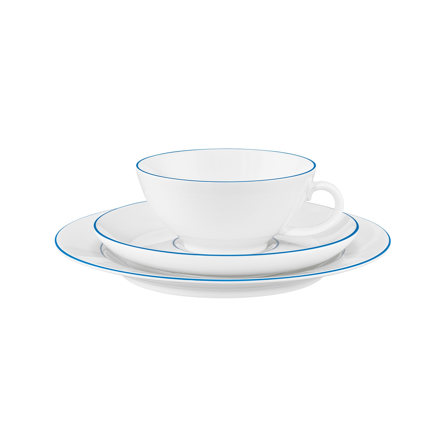 Seltmann Weiden Teeservice »Teeservice 18-teilig Sonate Blue Lines, Teetassen, Untertassen, Teller« Teetassen, Untertassen, Teller, weiß, blau